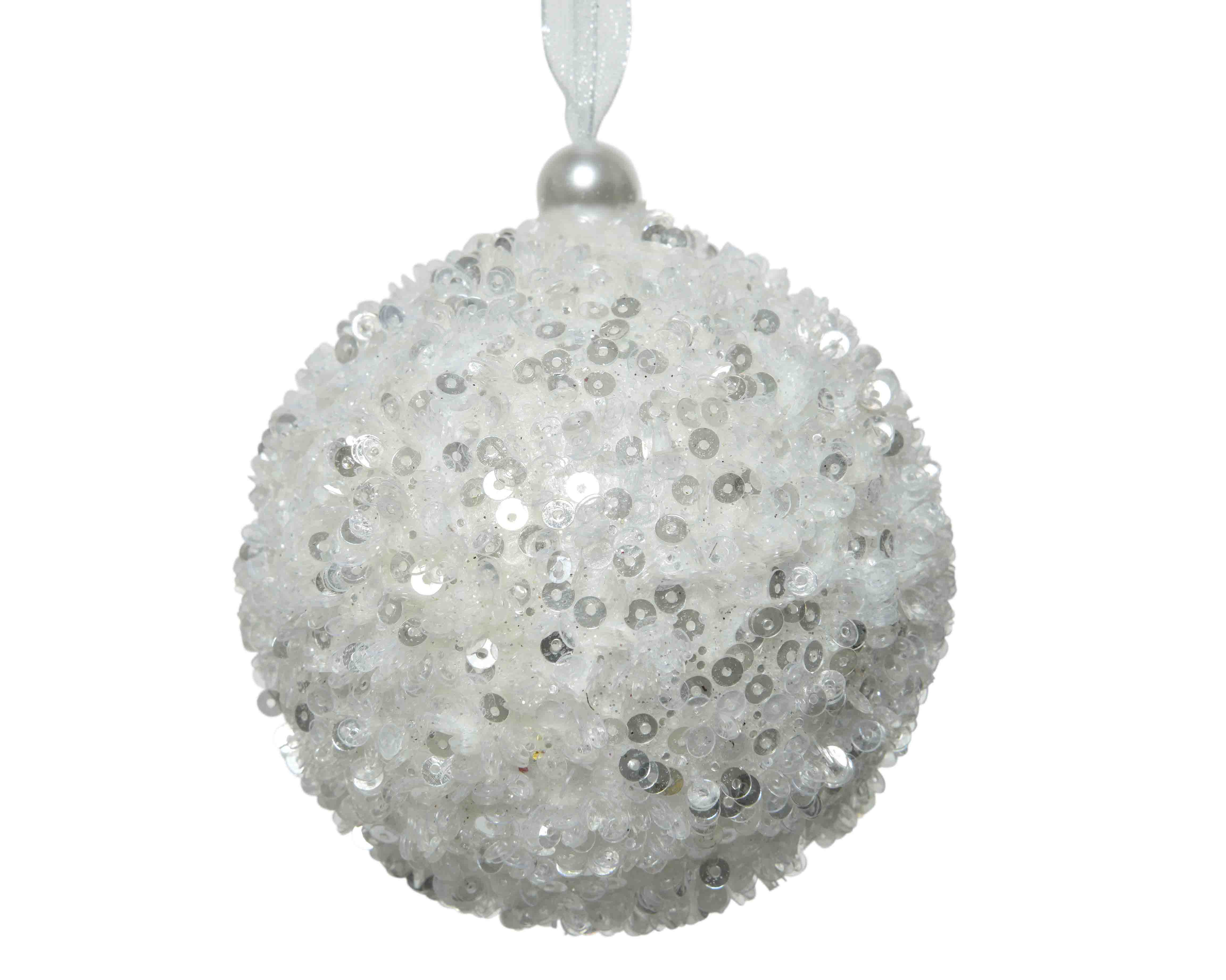 Palla Di Natale Schiuma Bianca 8 Cm