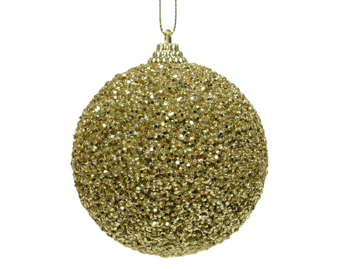 Palla Di Natale Light Gold Con Glitter 8 cm decorazione natalizia per albero - DeMatteis.it