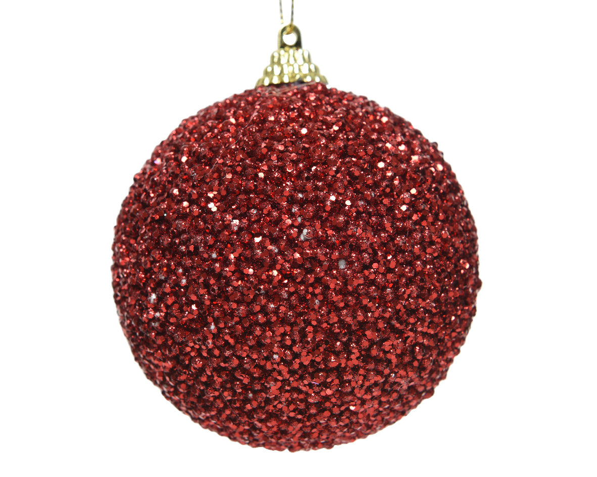 Palla Di Natale Red Con Glitter addobbo natalizio decorativo diametro 8 cm con finitura glitterata - DeMatteis.it