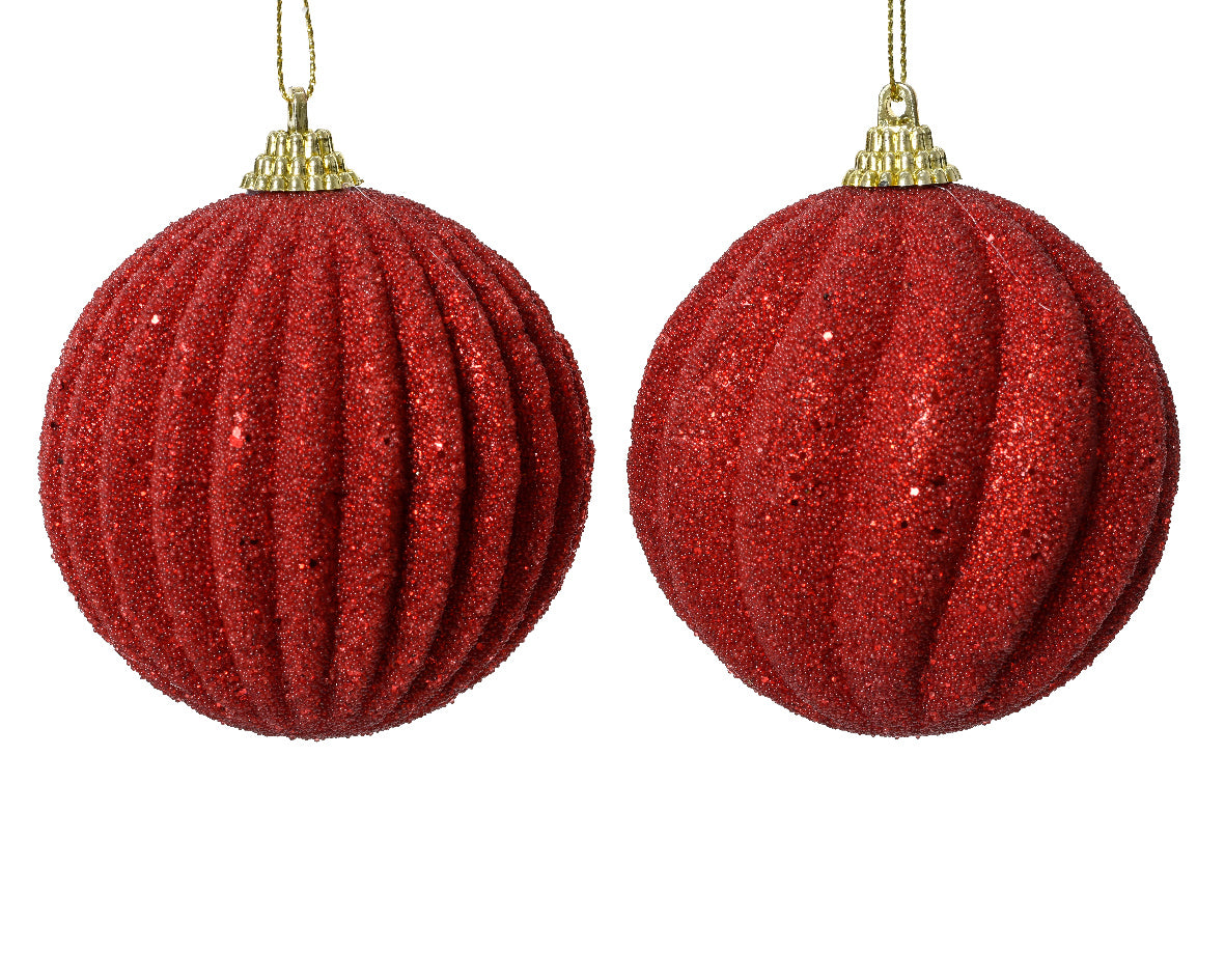 Palla Di Natale Red Con Glitter 8 Cm