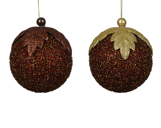 Palla Di Natale Espresso Con Glitter 8 Cm 1 Pz