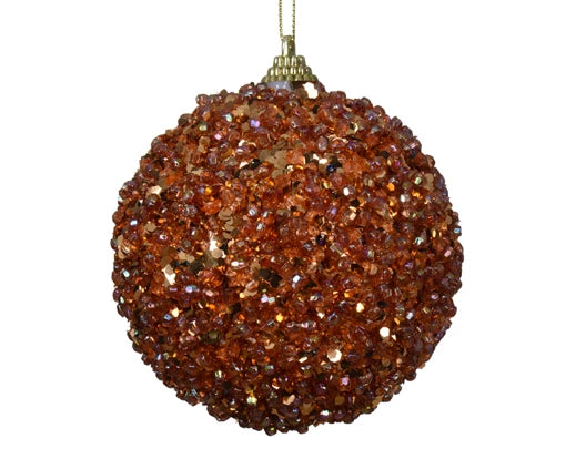Palla Di Natale Brown Decoro Perline 10 Cm