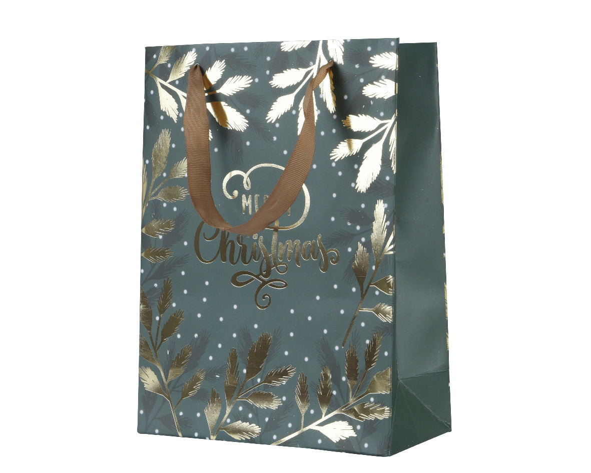 Busta Regalo Decoro Foglia Gold 10x26x32 Cm