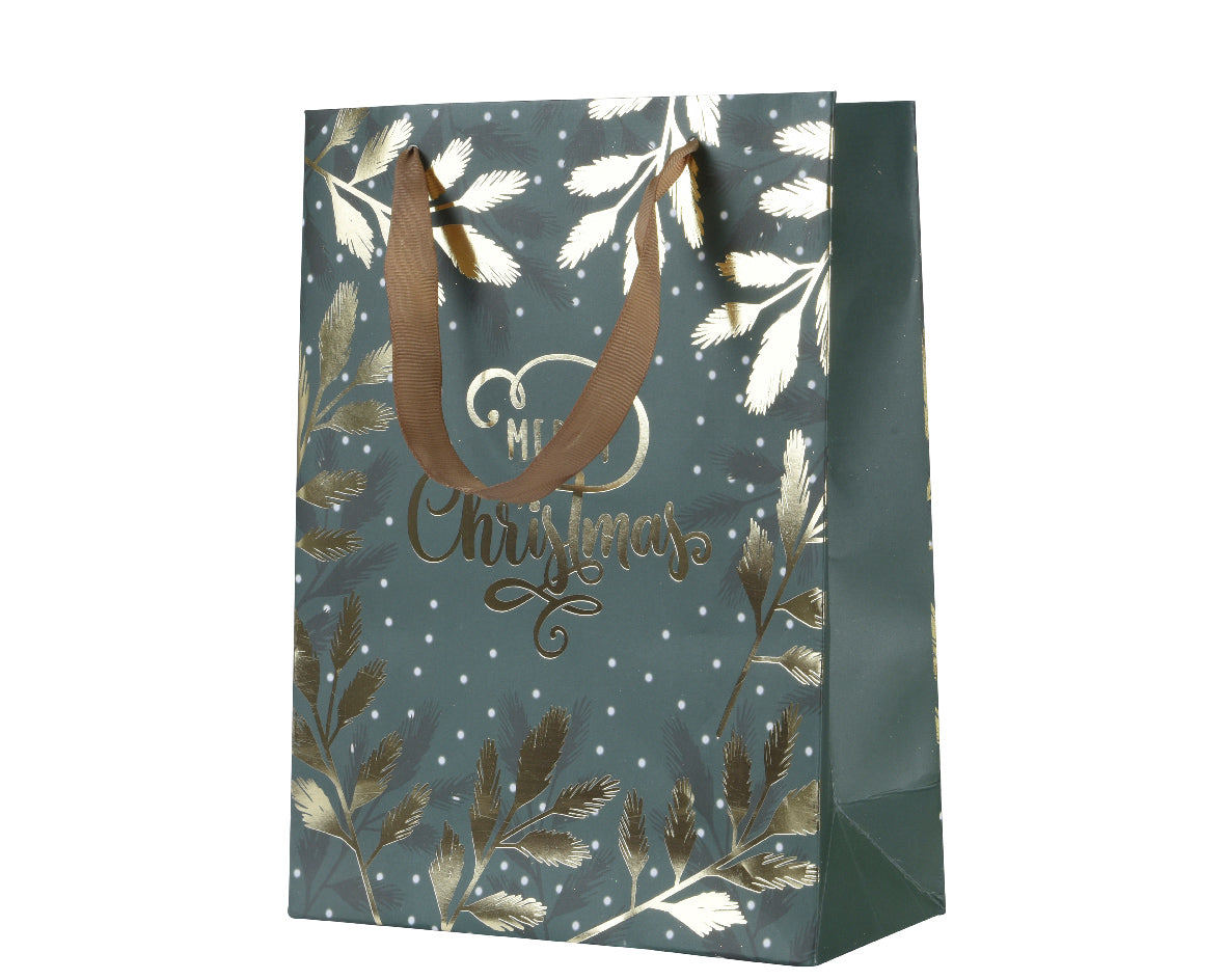 Busta Regalo Decoro Foglia Gold 12x30x42 Cm