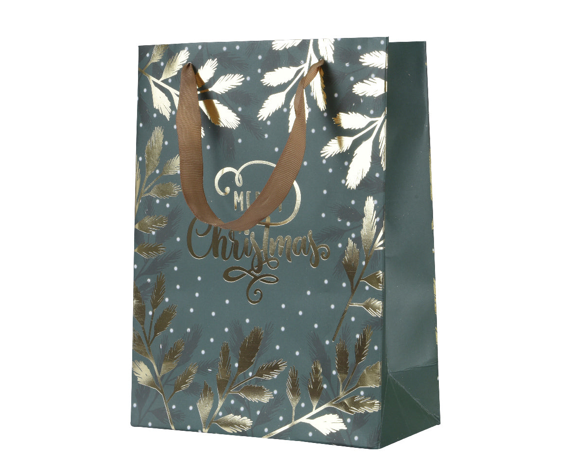 Busta Regalo Decoro Foglia Gold 16x42x48 Cm