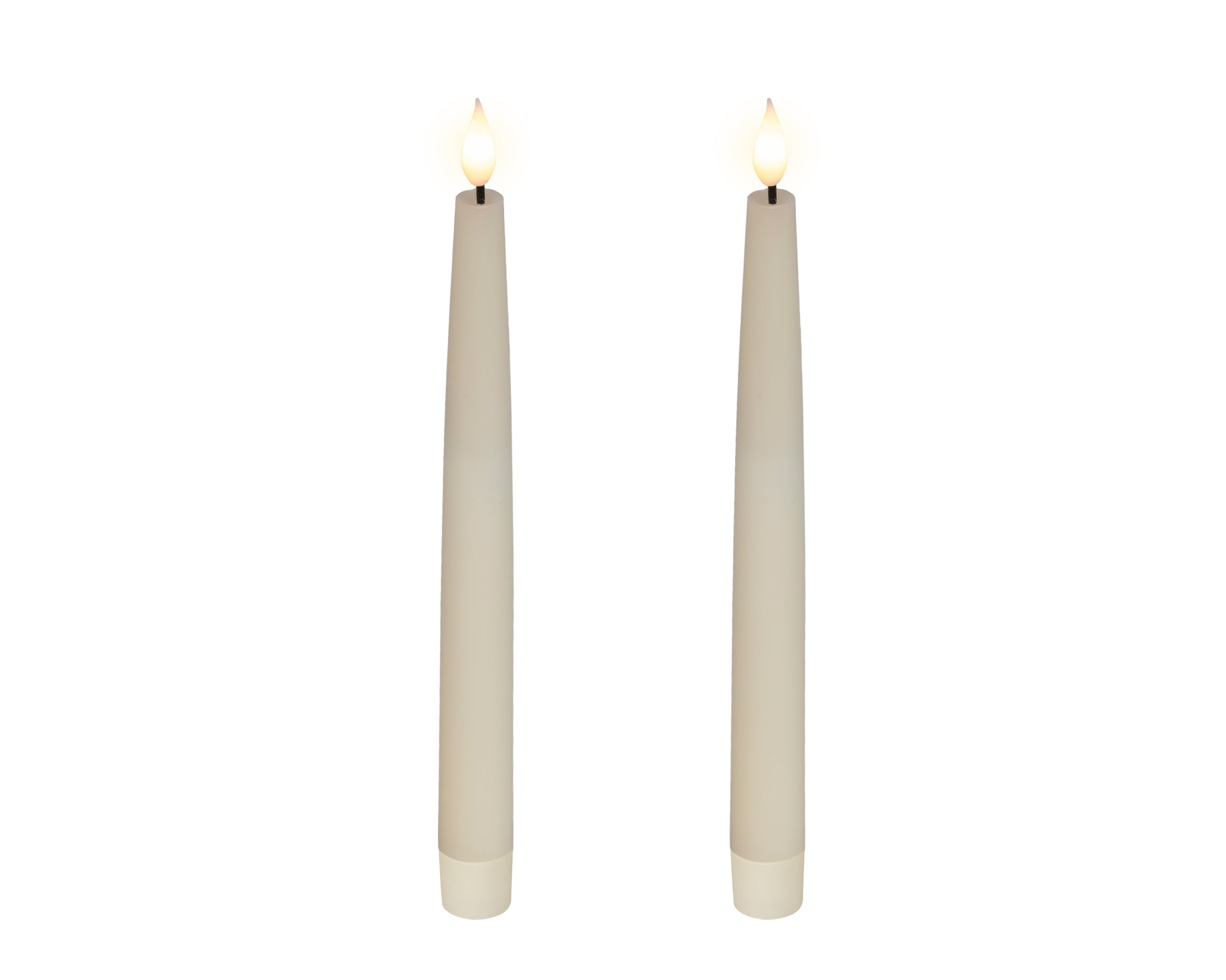 Set 2 Candele Batteria Fiamma Movimento Crema D 2,2 X 24,5 Cm
