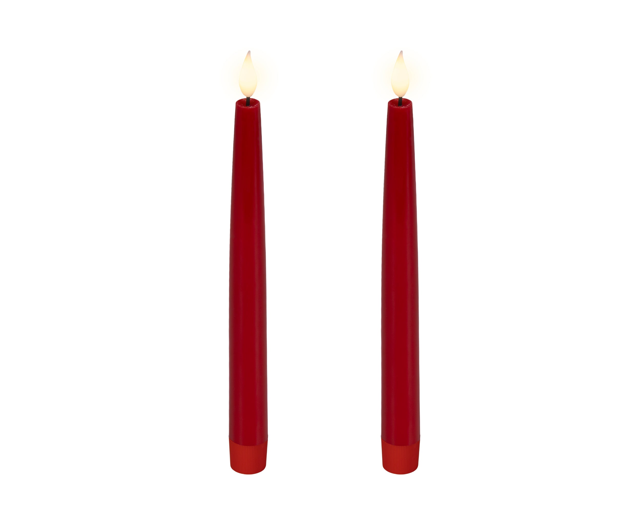 Set 2 Candele Batteria Fiamma Movimento Rossa D 2,2 X 24,5 Cm