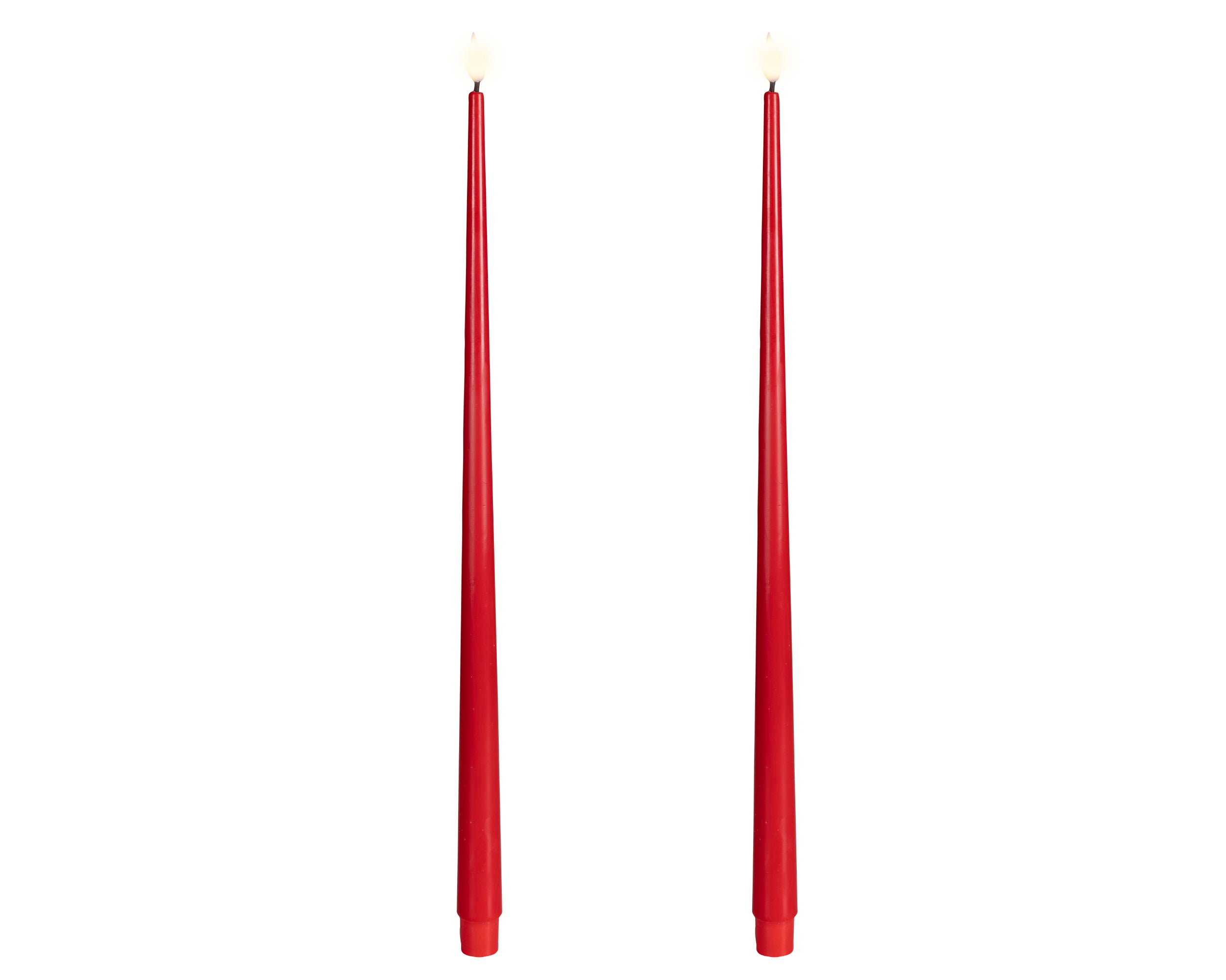 Set 2 Candela Rossa Fiamma Movimento Betteria  D 2,2 X 42,5 Cm