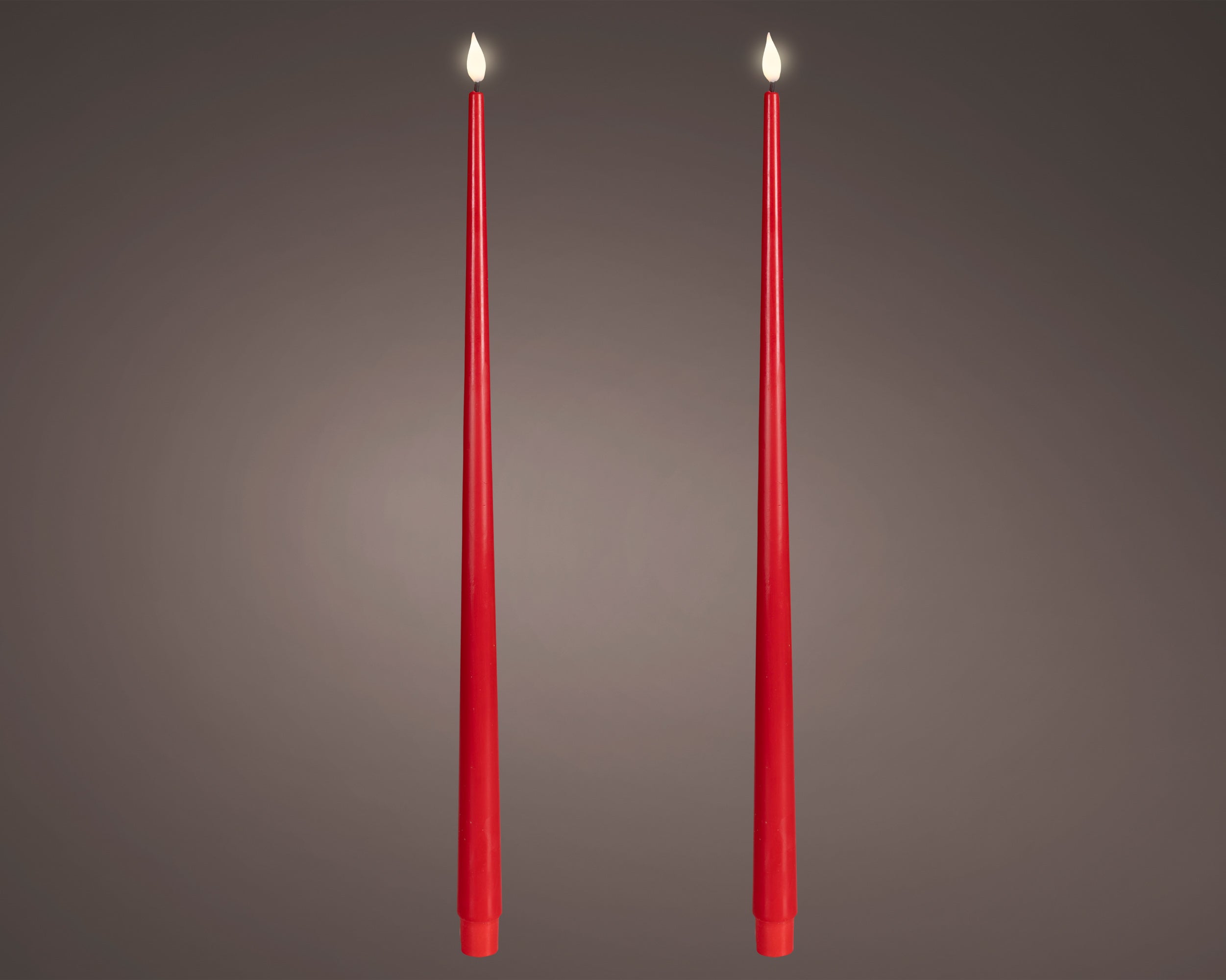 Set 2 Candela Rossa Fiamma Movimento Betteria  D 2,2 X 42,5 Cm
