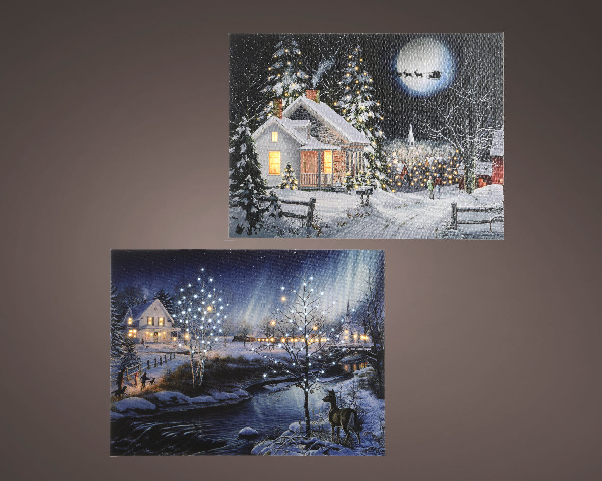 Quadro Luminoso Paesagio Notturlo 38x28 Cm 1 Pz