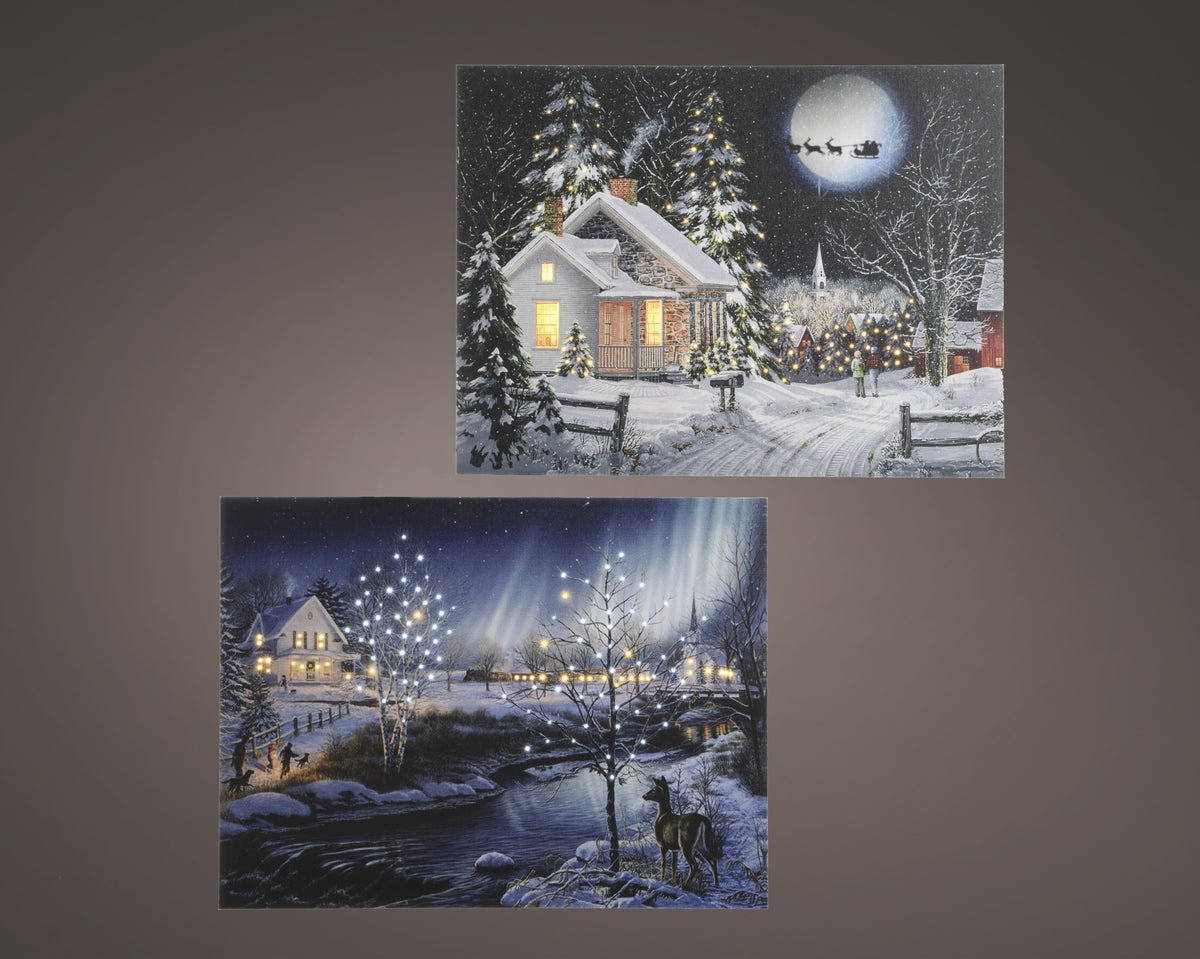 Quadro Luminoso Paesagio Notturlo 38x28 Cm 1 Pz