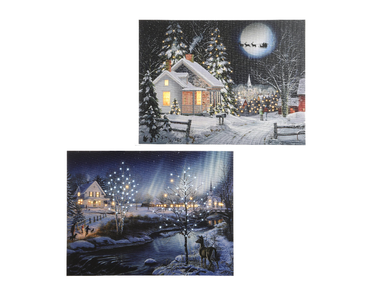 Quadro Luminoso Paesagio Notturlo 38x28 Cm 1 Pz