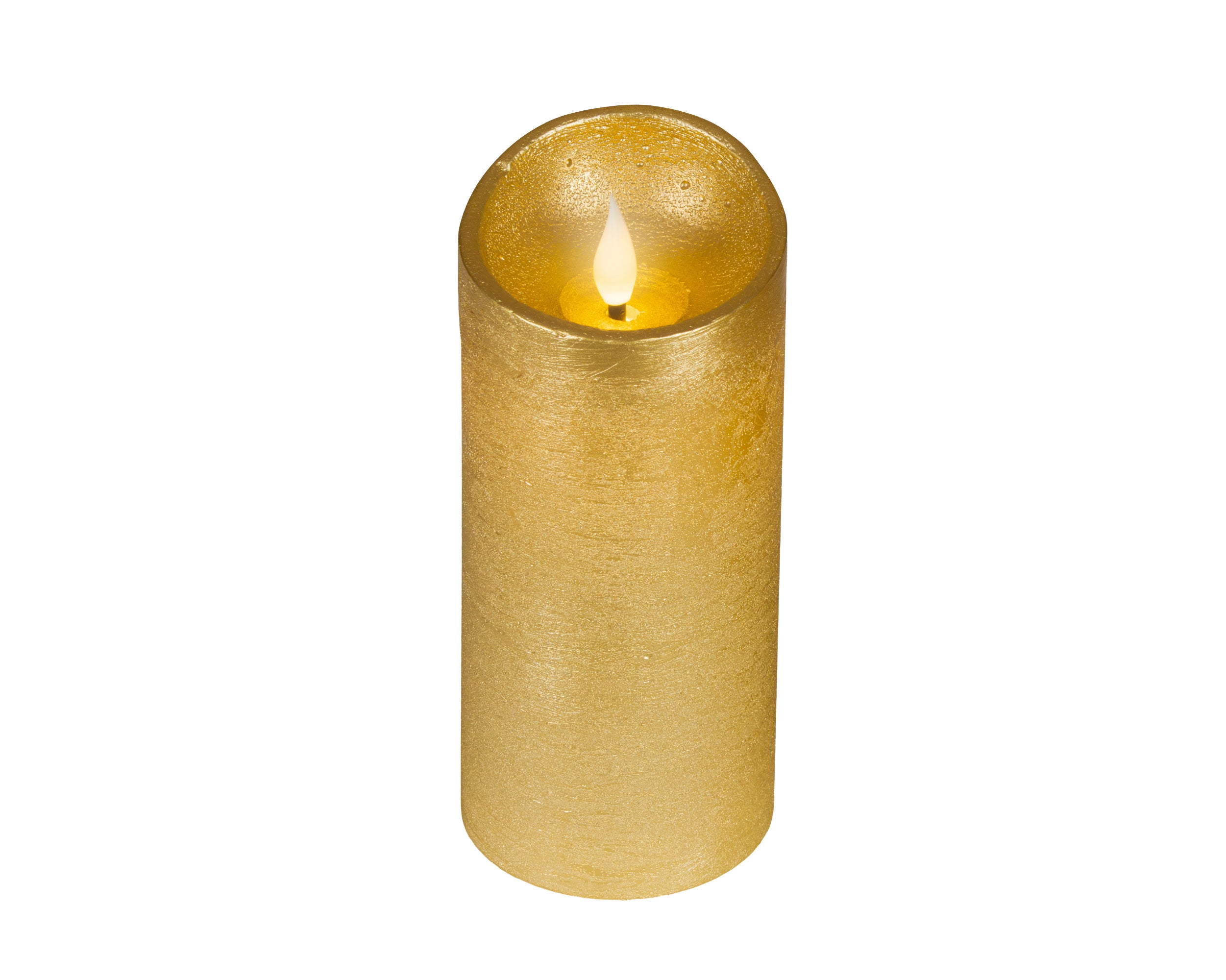 Candela Oro Batteria Fiamma Led D 7,5 X 17 Cm