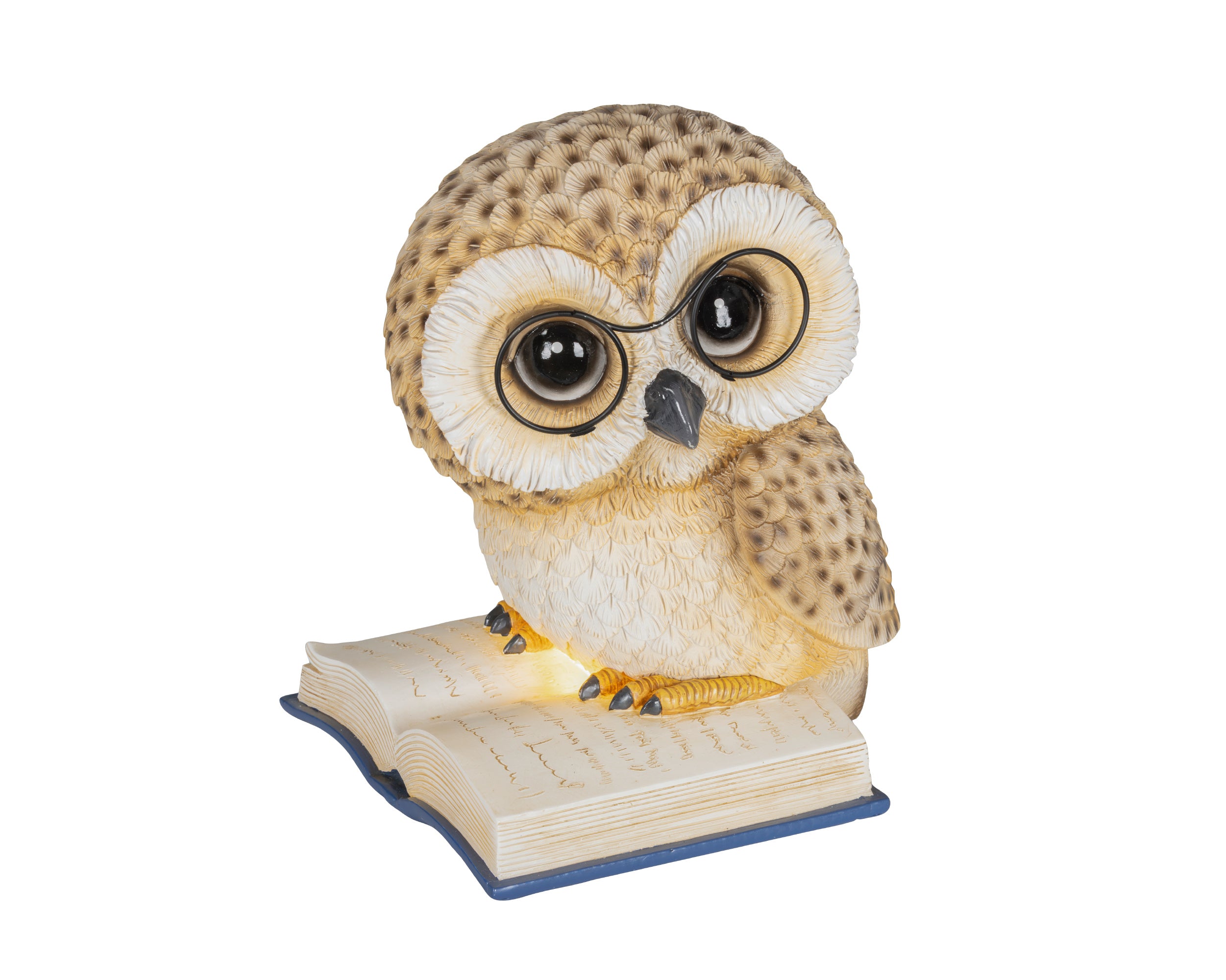 Gufo Marrone Su Libro Led Luca Calda 18x22x25 Cm