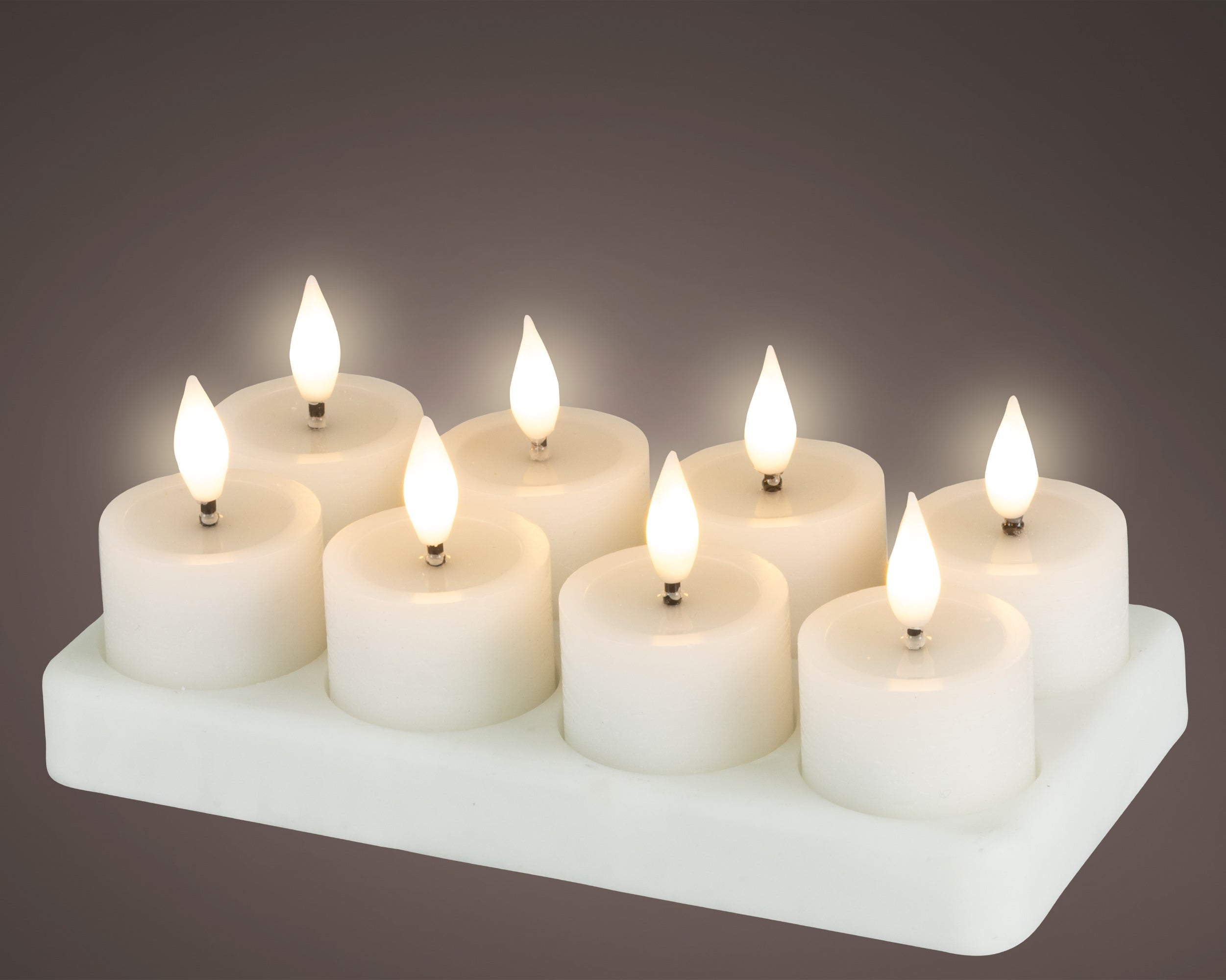 Set 8 Tealight Effetto Fiamma Ricaricabili 4x6 Cm
