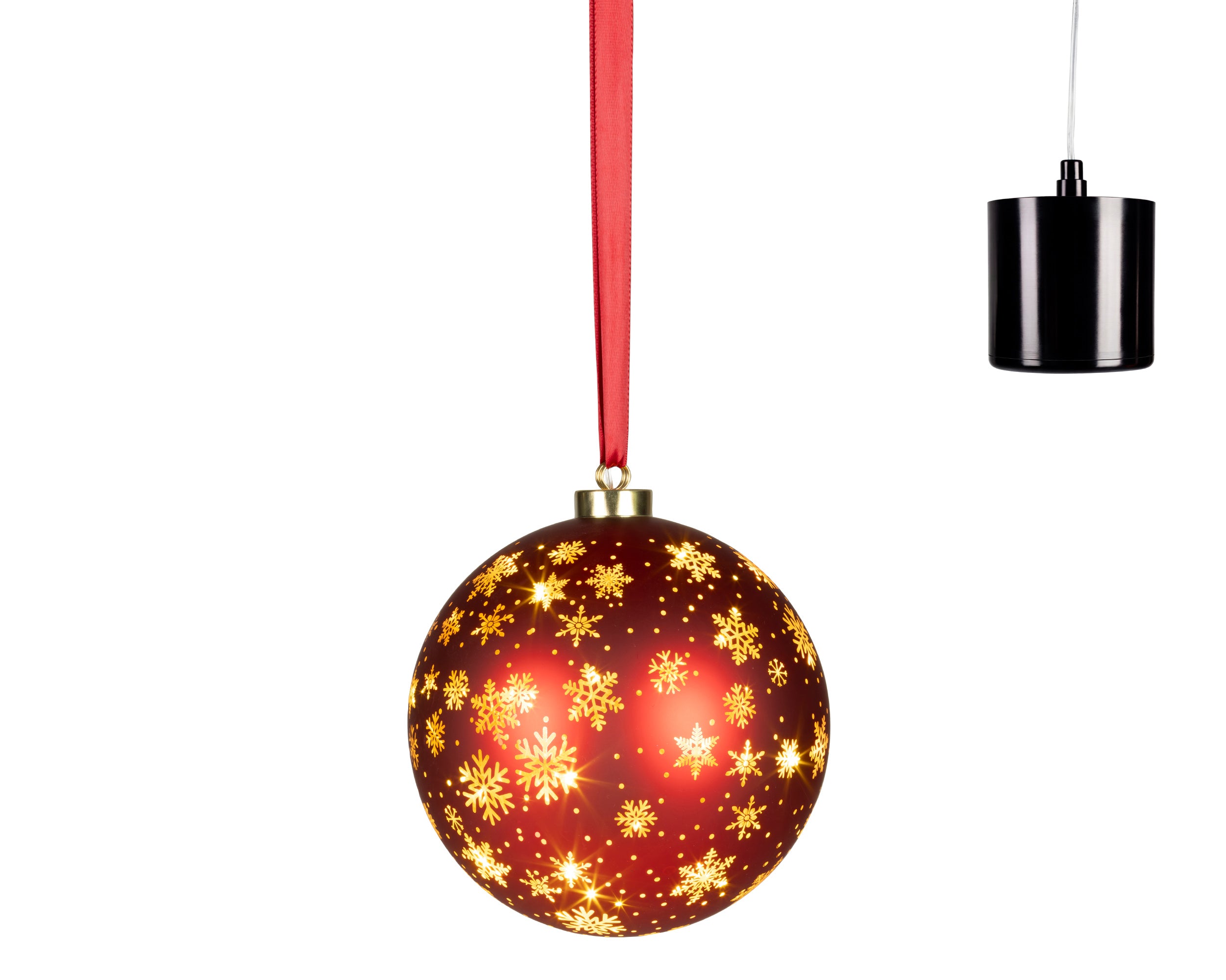 Sfera Rotante Vetro Rossa Luce Calda D 19 Cm