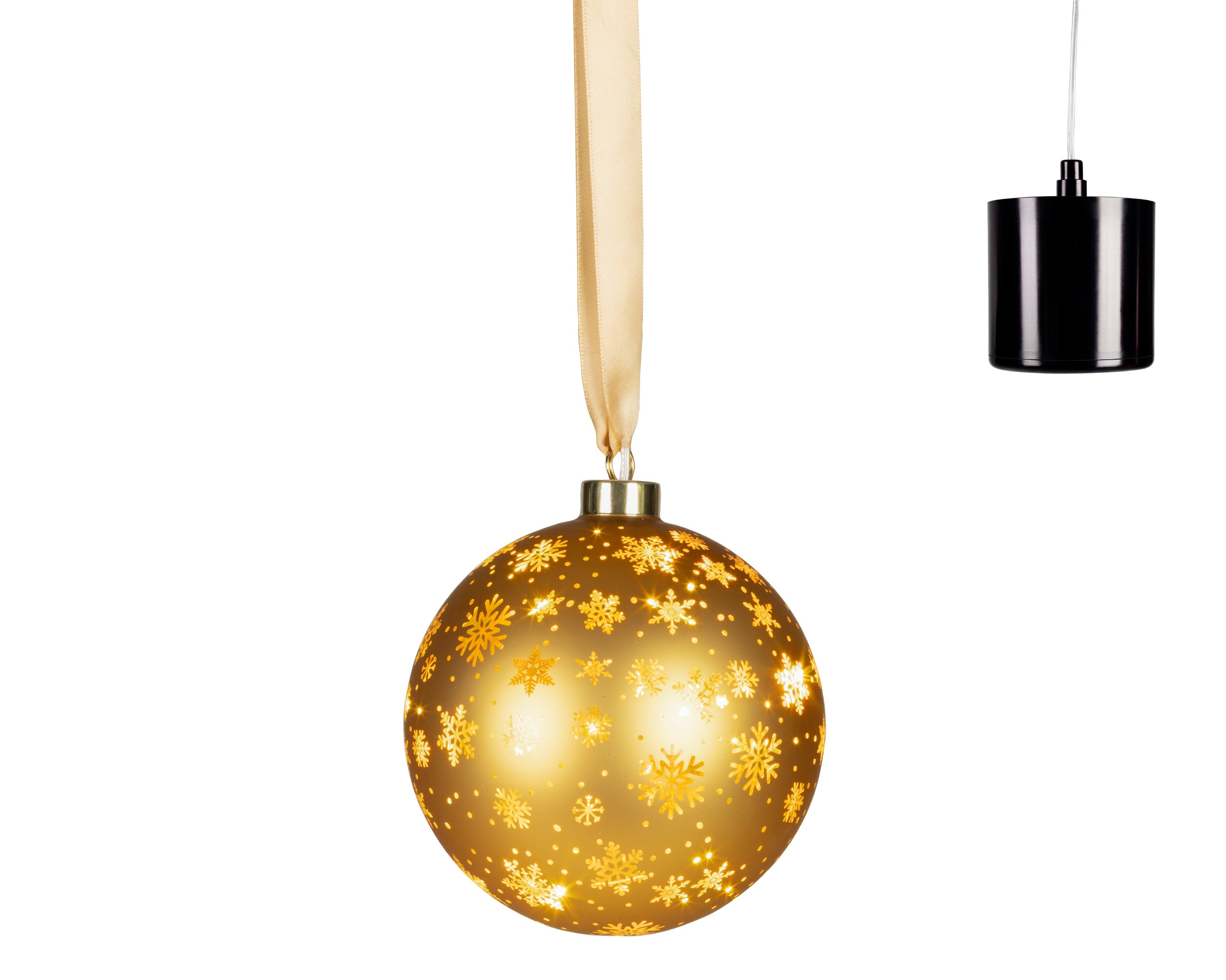 Sfera Rotante Vetro Oro Luce Calda D 14 Cm