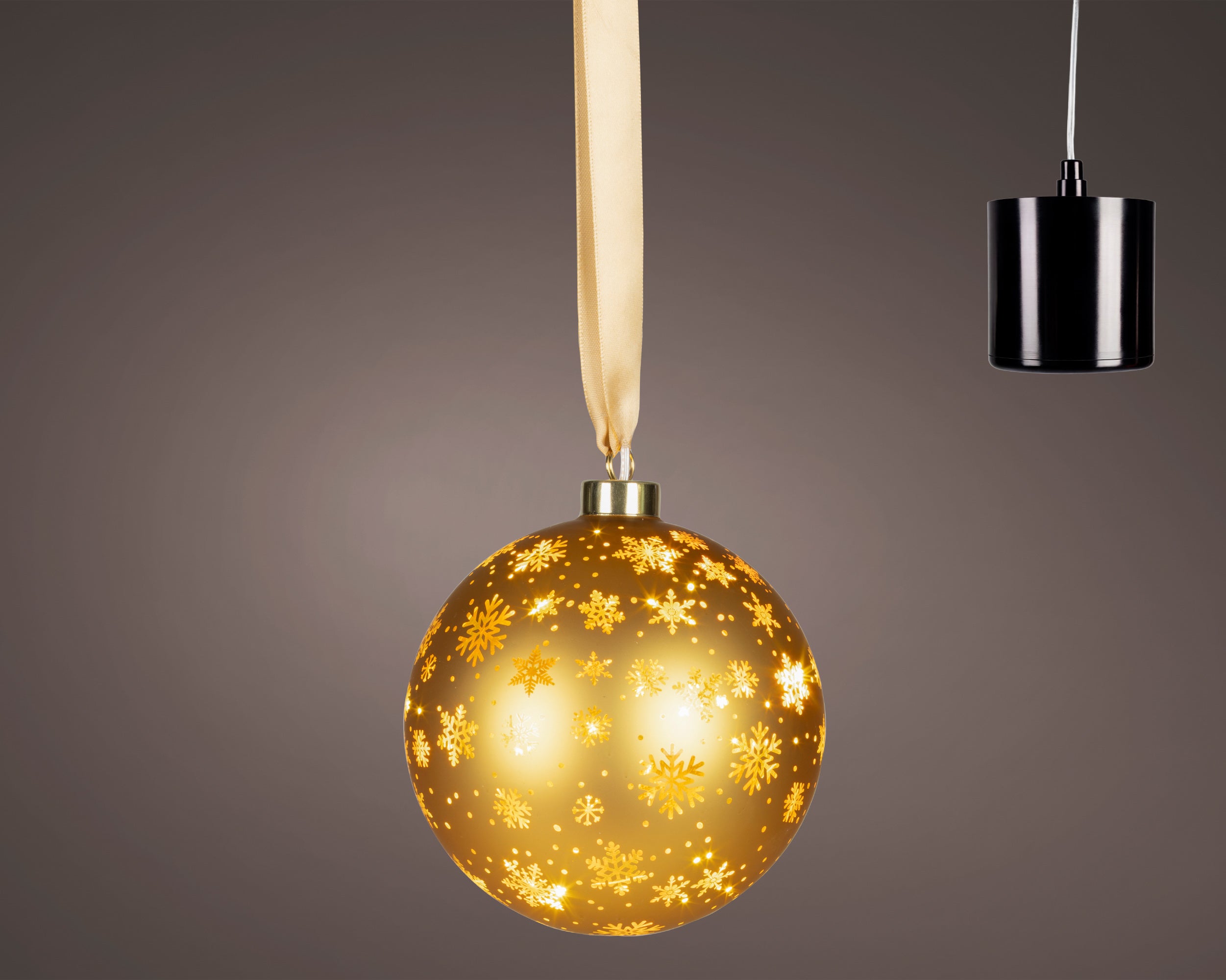 Sfera Rotante Vetro Oro Luce Calda D 14 Cm