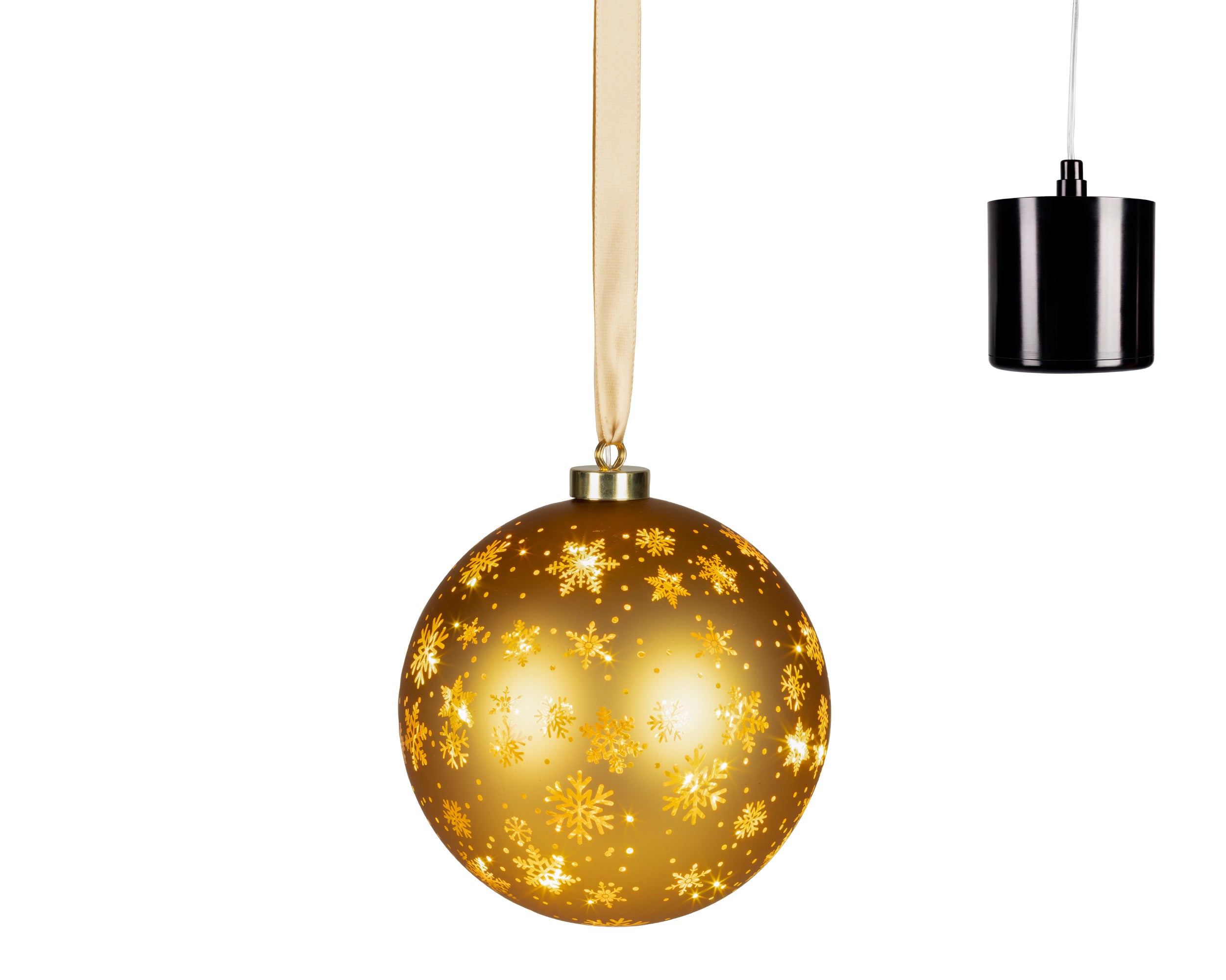 Sfera Rotante Vetro Oro Luce Calda D 19 Cm
