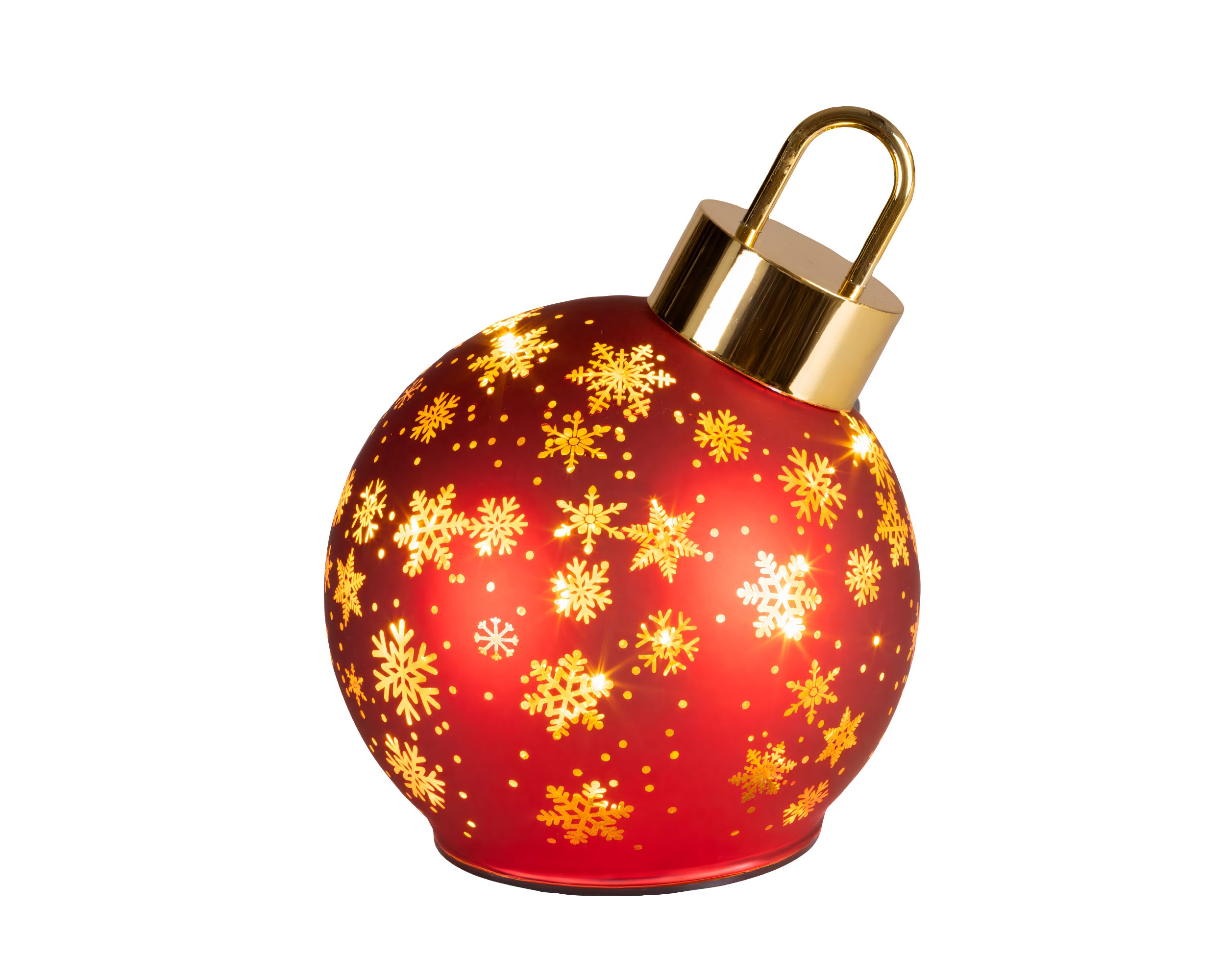 Sfera Rotante Vetro Rossa Luce Calda D 14 X 18 Cm