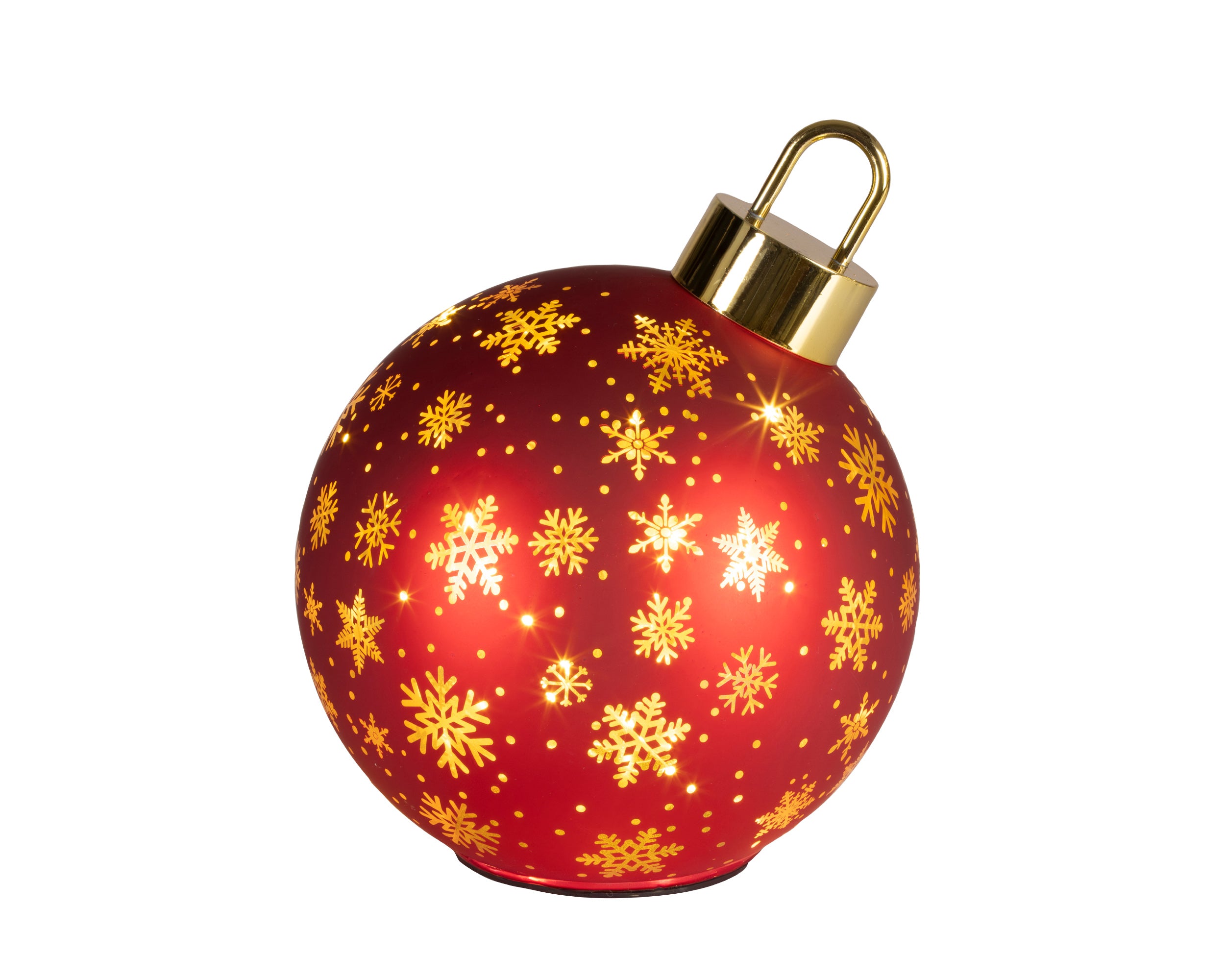 Sfera Rotante Vetro Rossa Luce Calda D 18 X 23 Cm