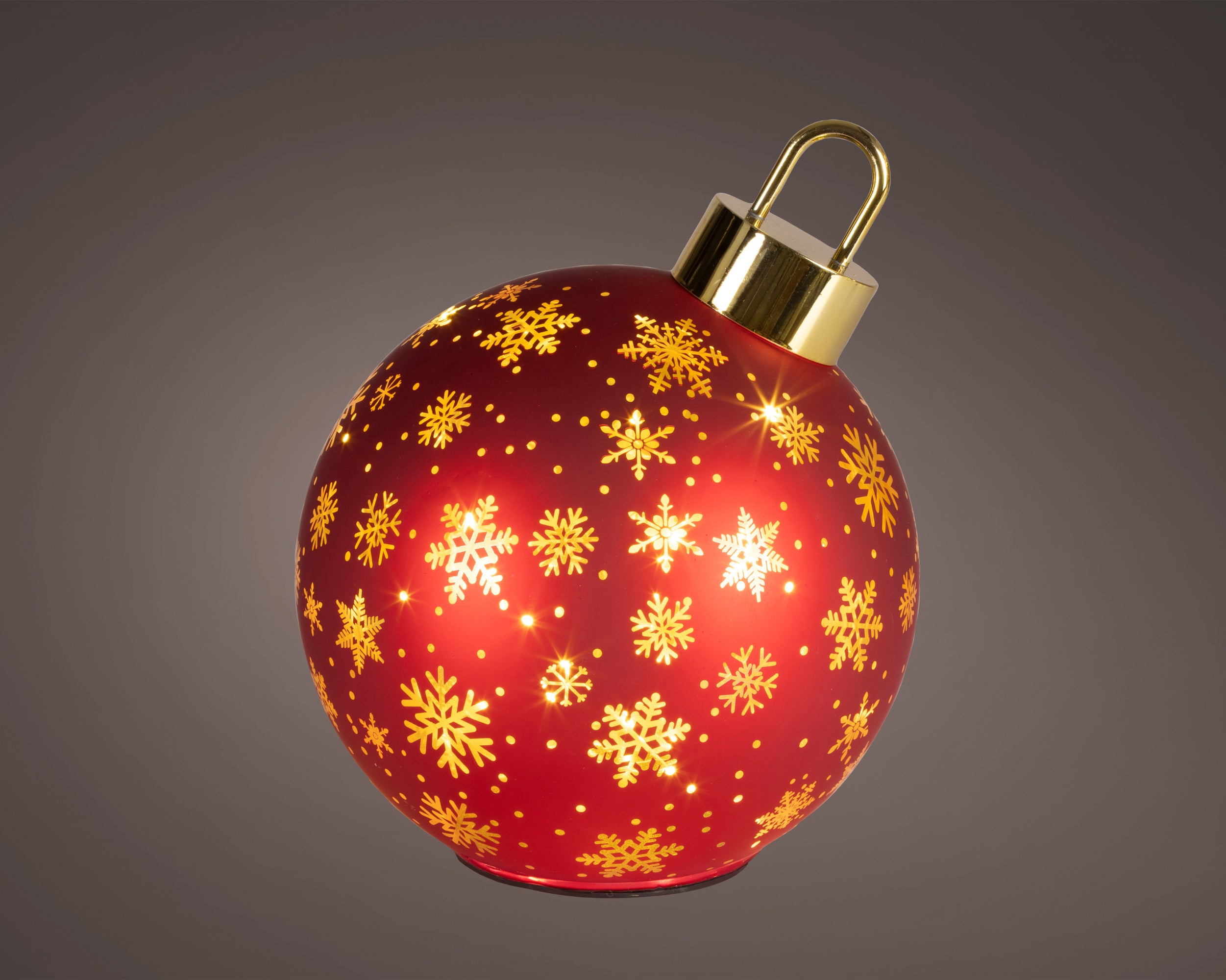 Sfera Rotante Vetro Rossa Luce Calda D 18 X 23 Cm