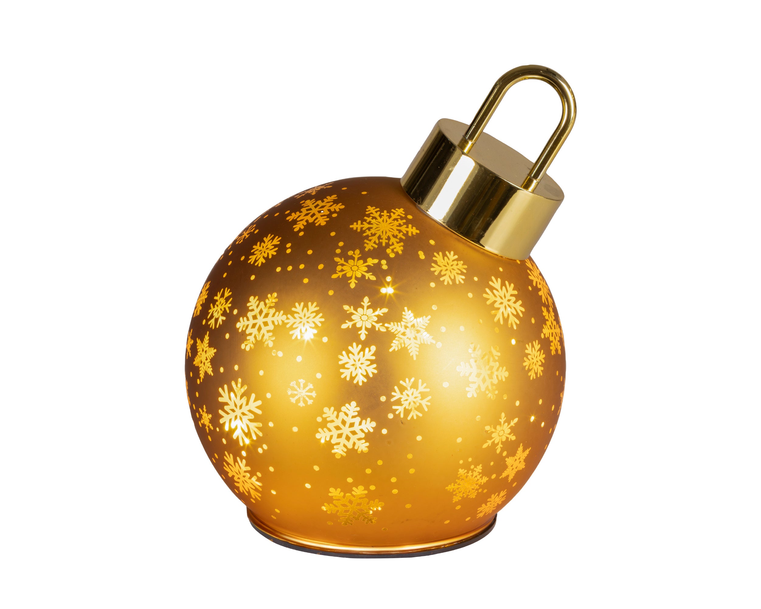 Sfera Rotante Vetro Oro Luce Calda D 14 X 18 Cm