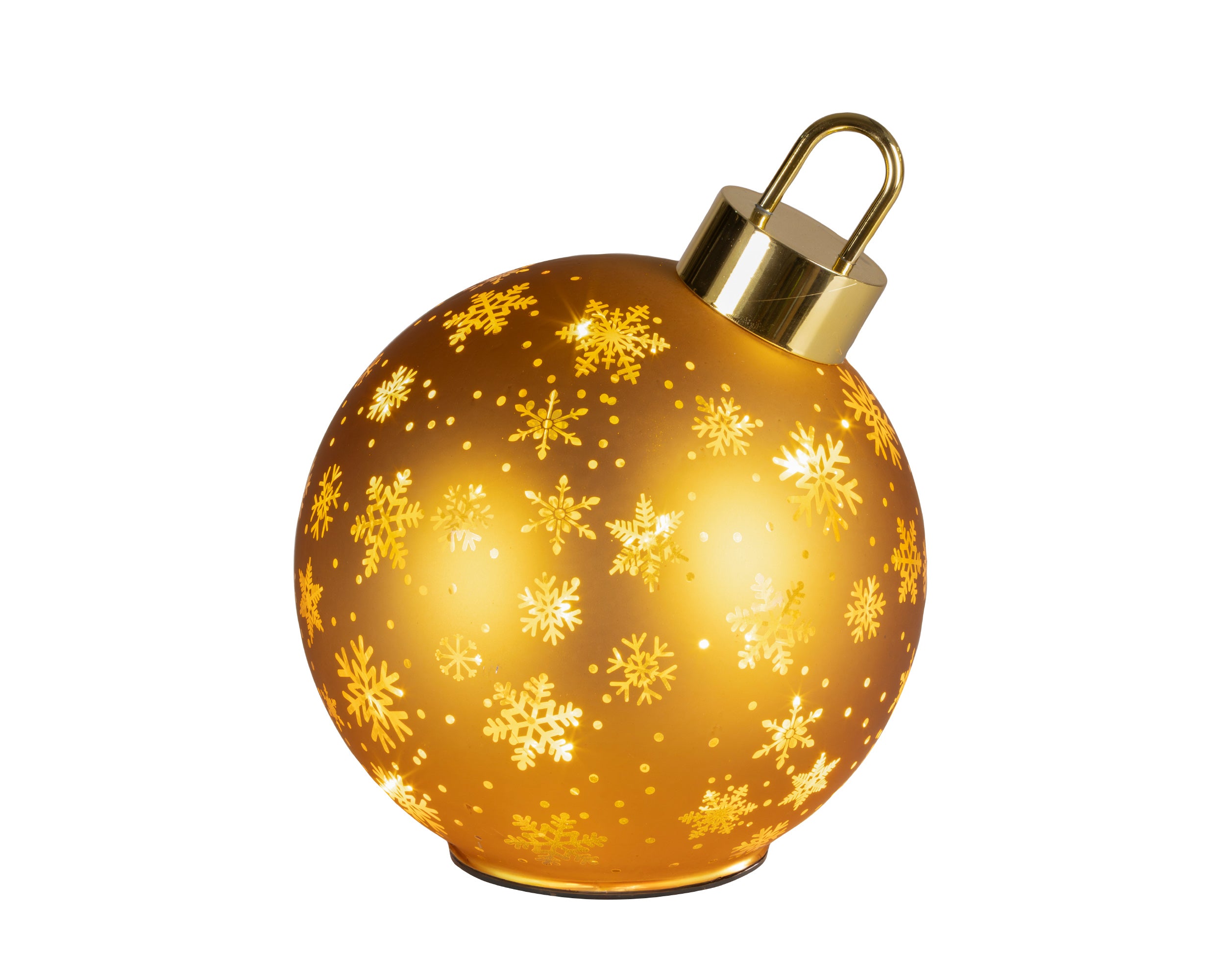 Sfera Rotante Vetro Oro Luce Calda D 18 X 23 Cm