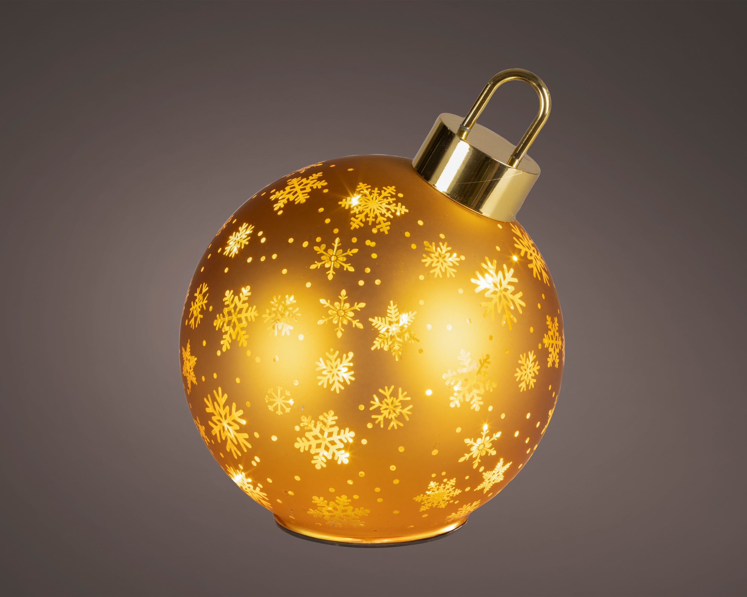 Sfera Rotante Vetro Oro Luce Calda D 18 X 23 Cm