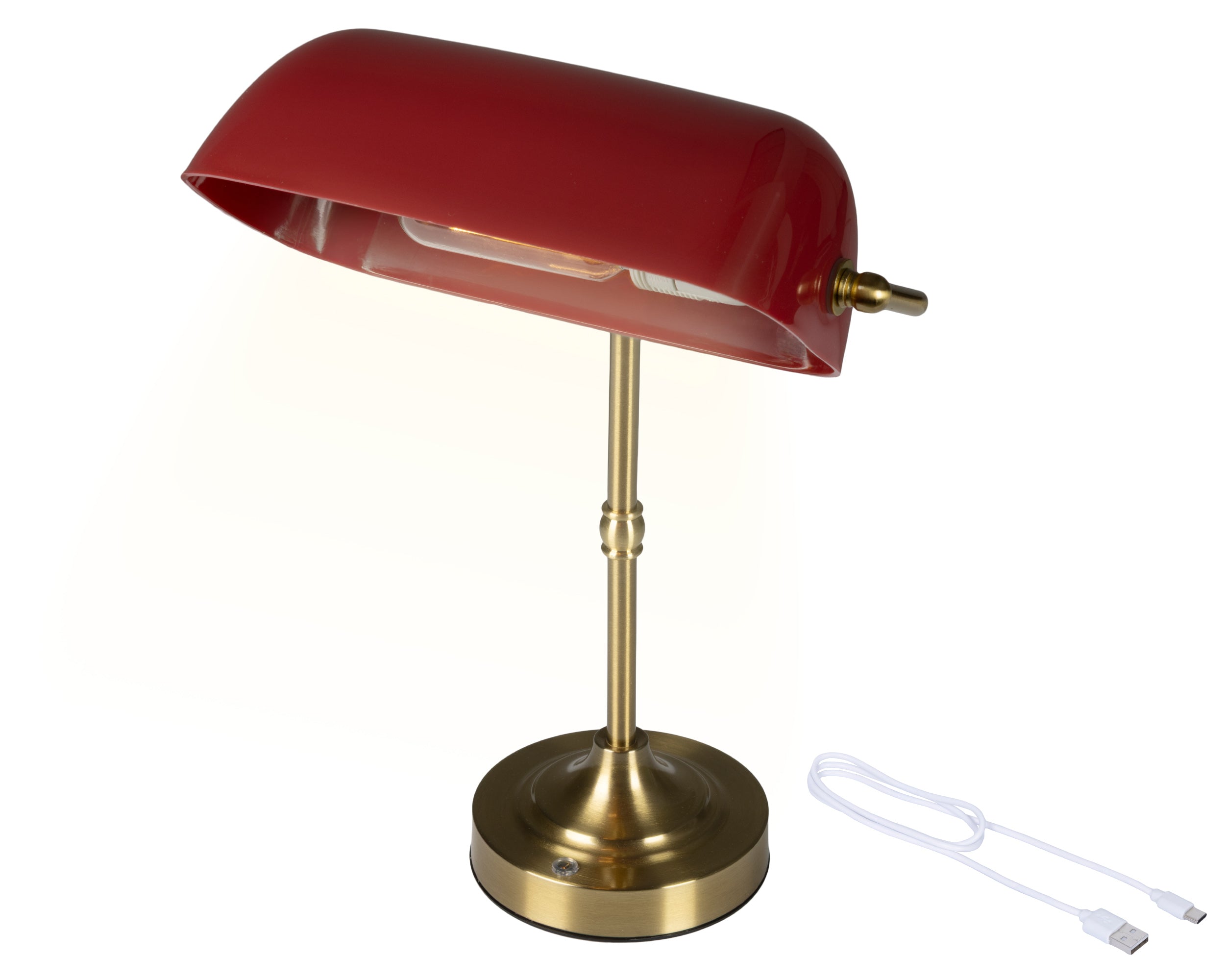 Lampada Lettura Banchiere Retro Rossa 16x26x37 Cm