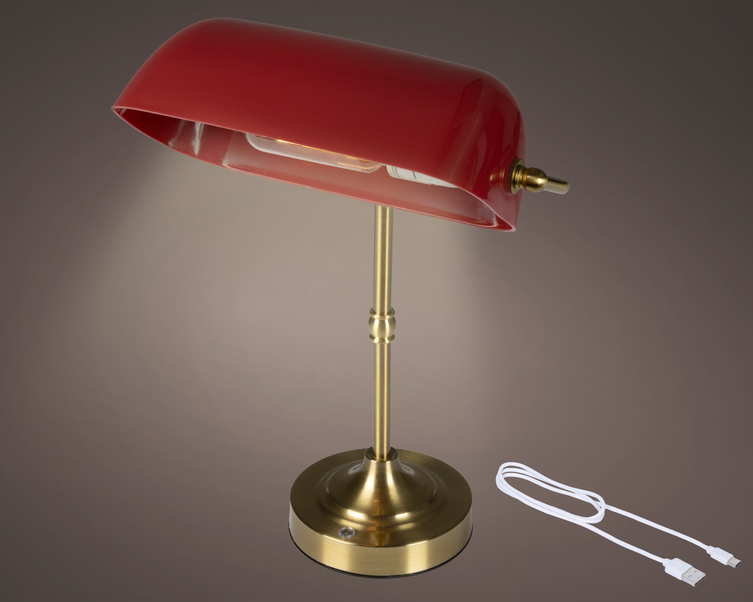 Lampada Lettura Banchiere Retro Rossa 16x26x37 Cm
