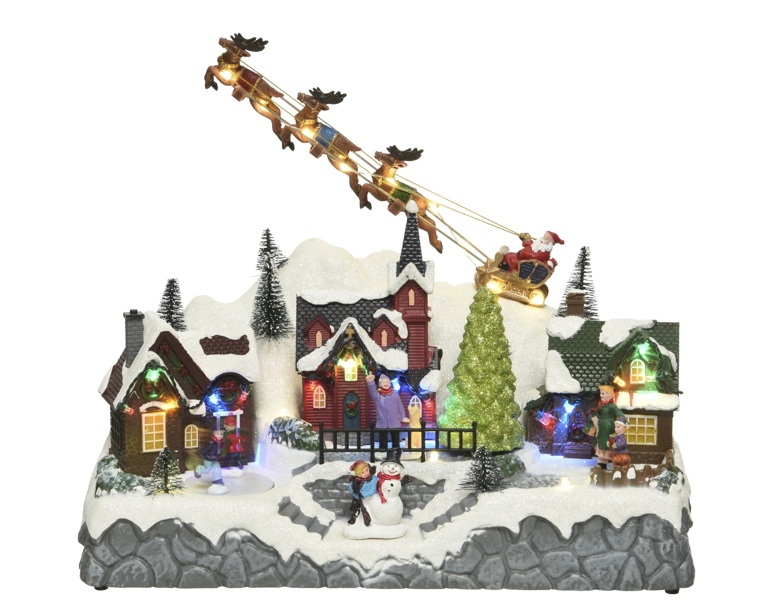 Villaggio Natalizio Slitta Con Renne 32x17x28 Cm