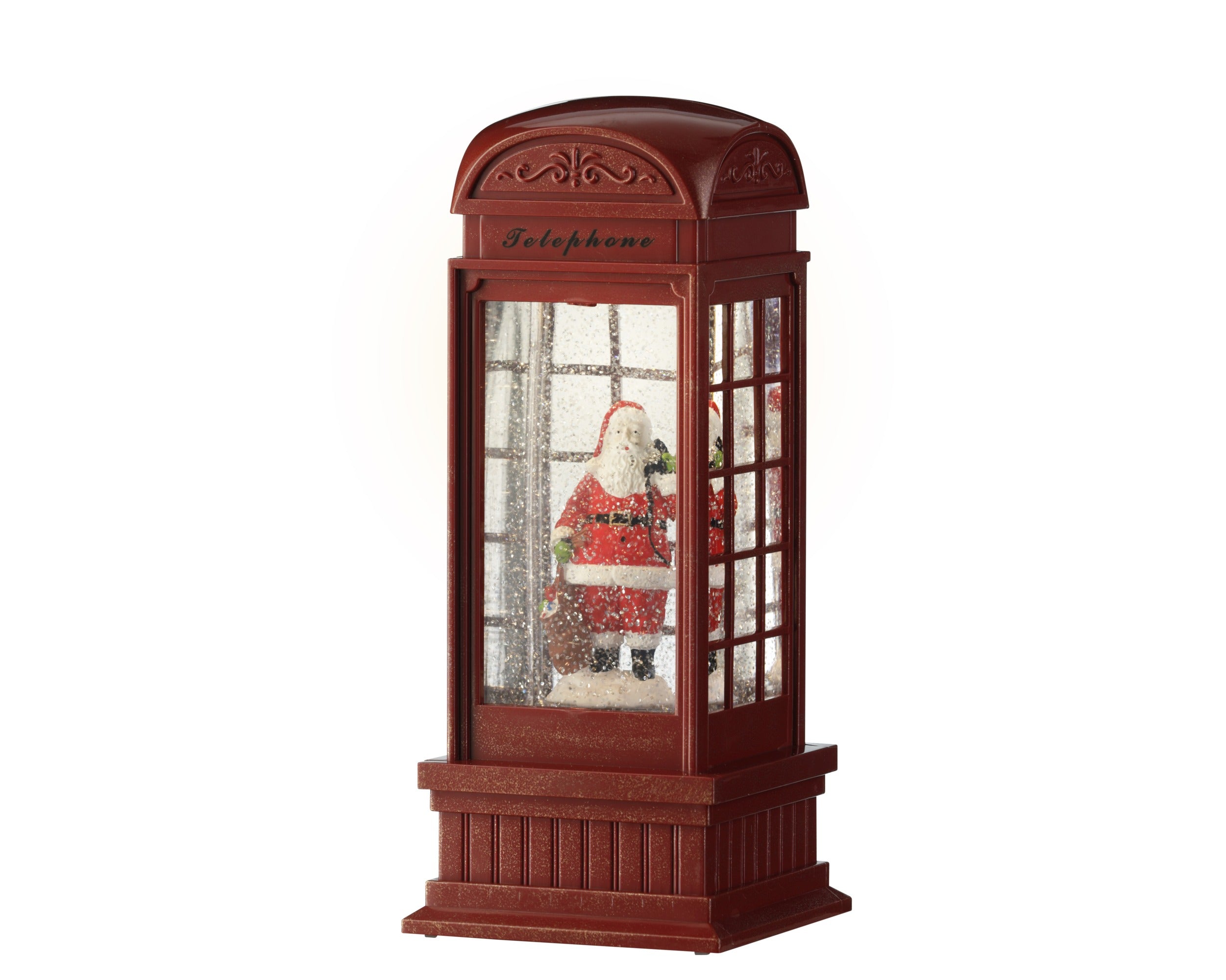 Cabina Telefonica Con Babbo Rossa 25 Cm