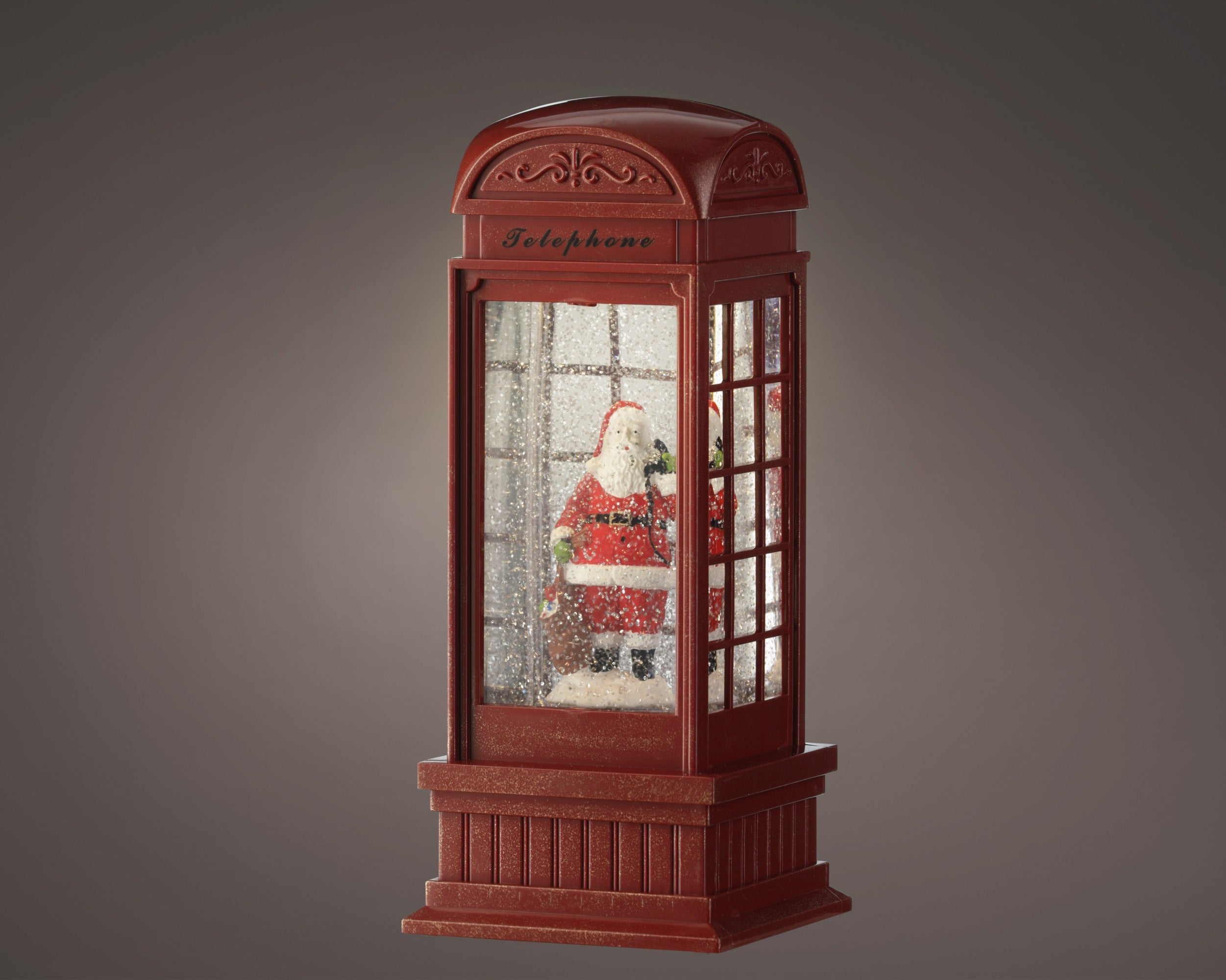 Cabina Telefonica Con Babbo Rossa 25 Cm