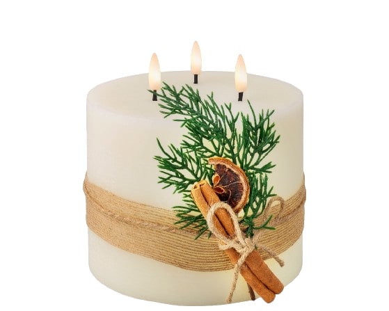 Candela Led Con Decoro Cream Warm White 15x15 Cm