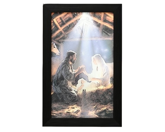 Quadro Luminoso Scena Presepe Warm White 18x28 Cm