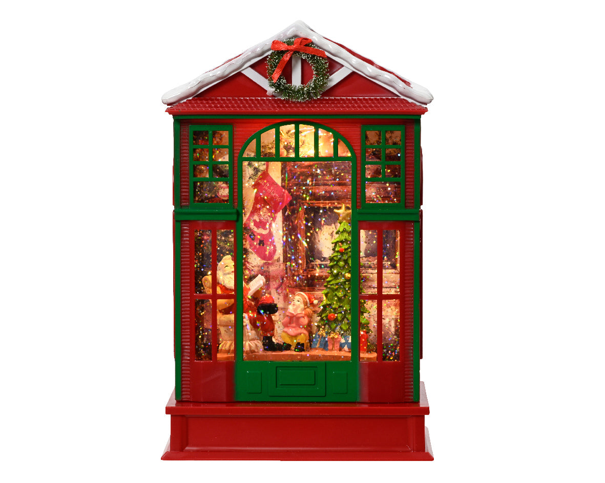 Casa Babbo Natale Con Scena Rossa 10x16x16 Cm