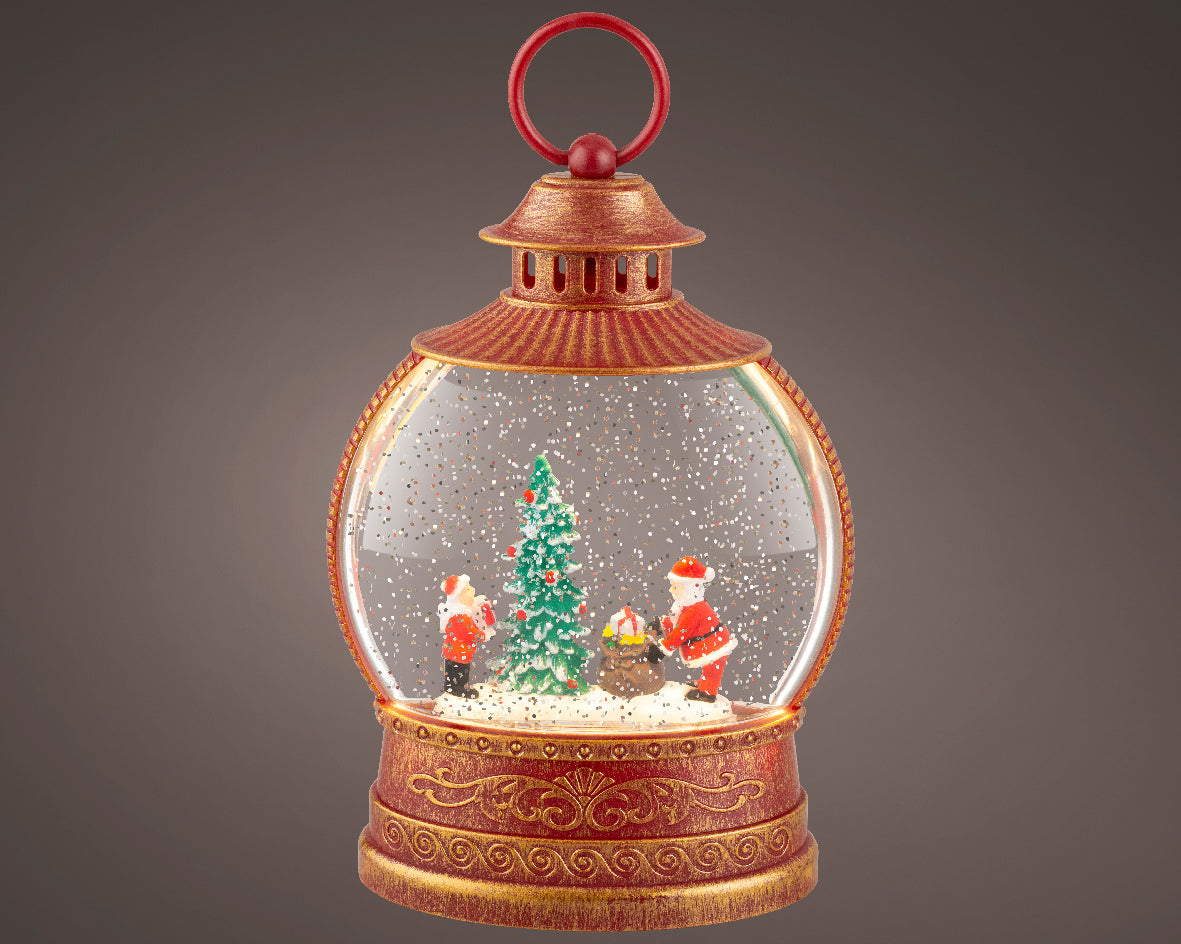 Lanterna Rossa Babbo Con Regali 8x15x25 Cm