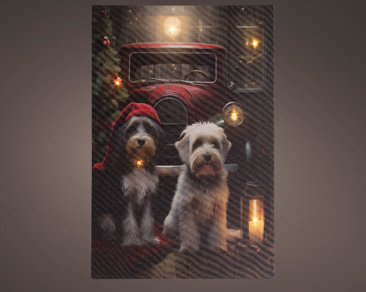 Quadro Luminoso Con Cani 38x58 Cm