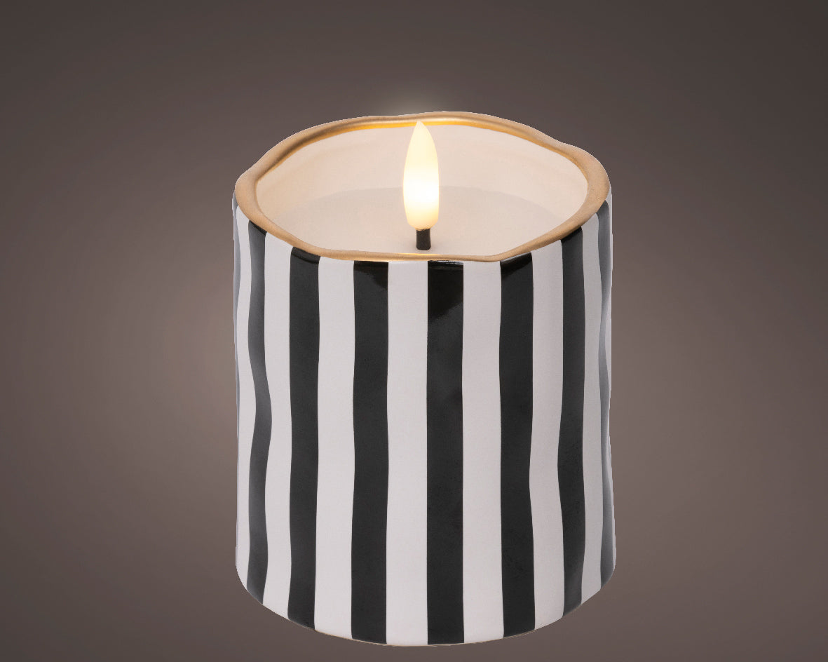 Candela Ceramica Nera Bianca D 8,5x11 Cm