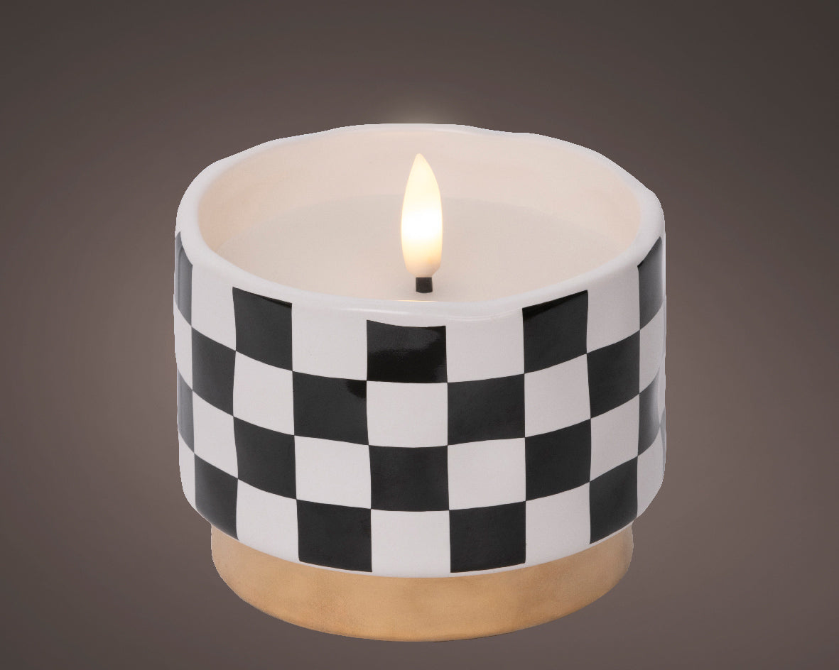 Candela Ceramica Nera Bianca D 9x9 Cm