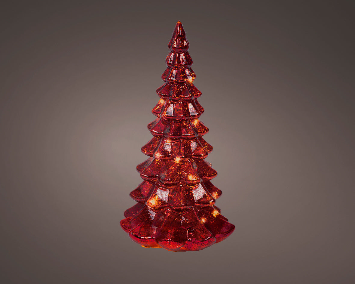 Albero Vetro Rosso D 10x21 Cm Led Warm White