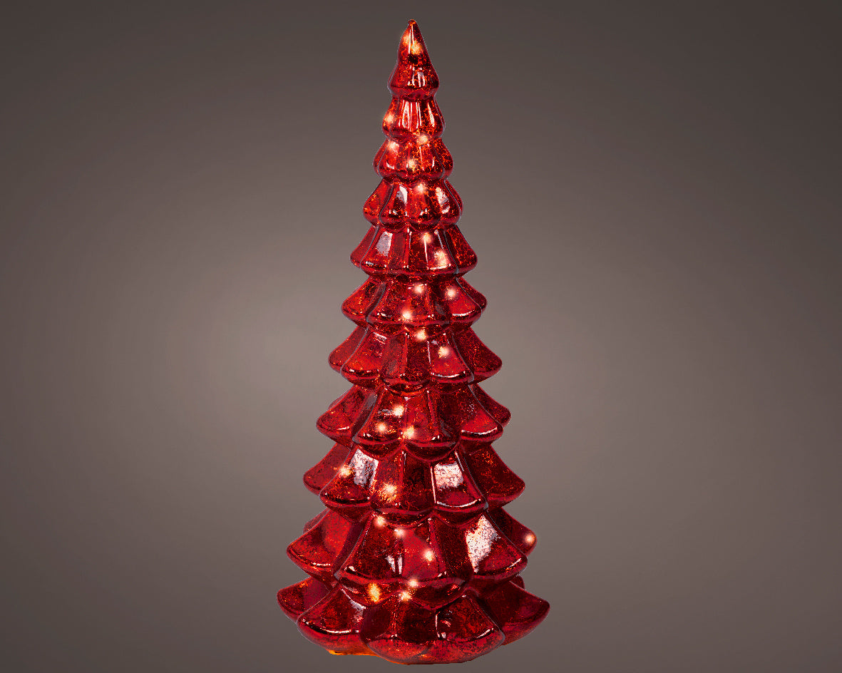 Albero Vetro Rosso D 15x32 Cm Led Warm White