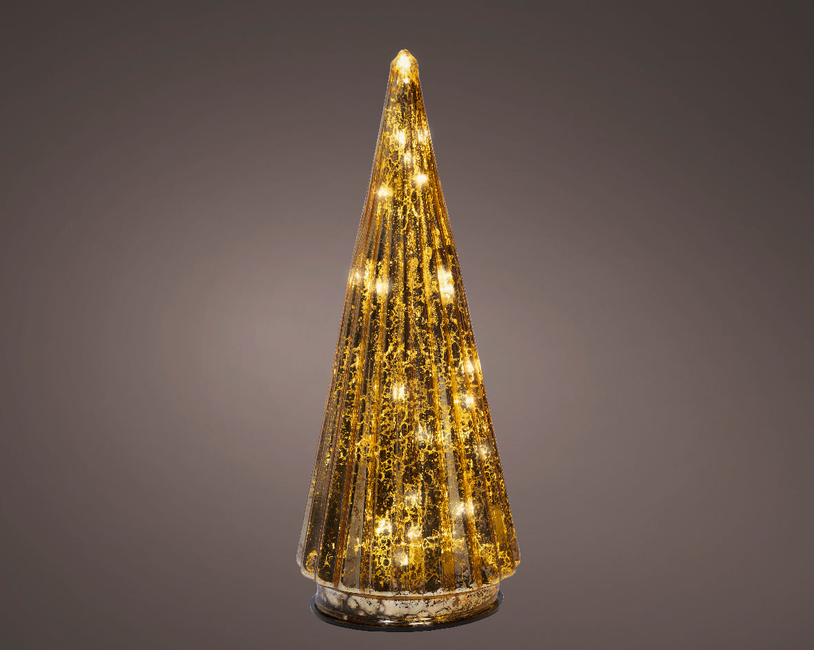 Albero Vetro Oro D 10x24 Cm Led Warm White