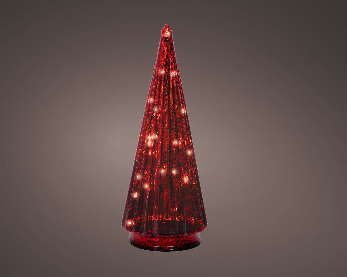 Albero Vetro Rosso D 10x24 Cm Led Warm White