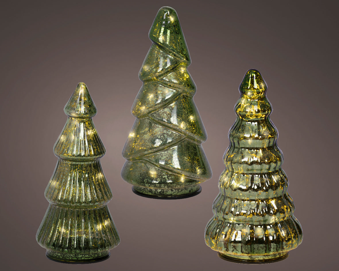 Albero Vetro Verde D 9x18 Cm Led Warm White