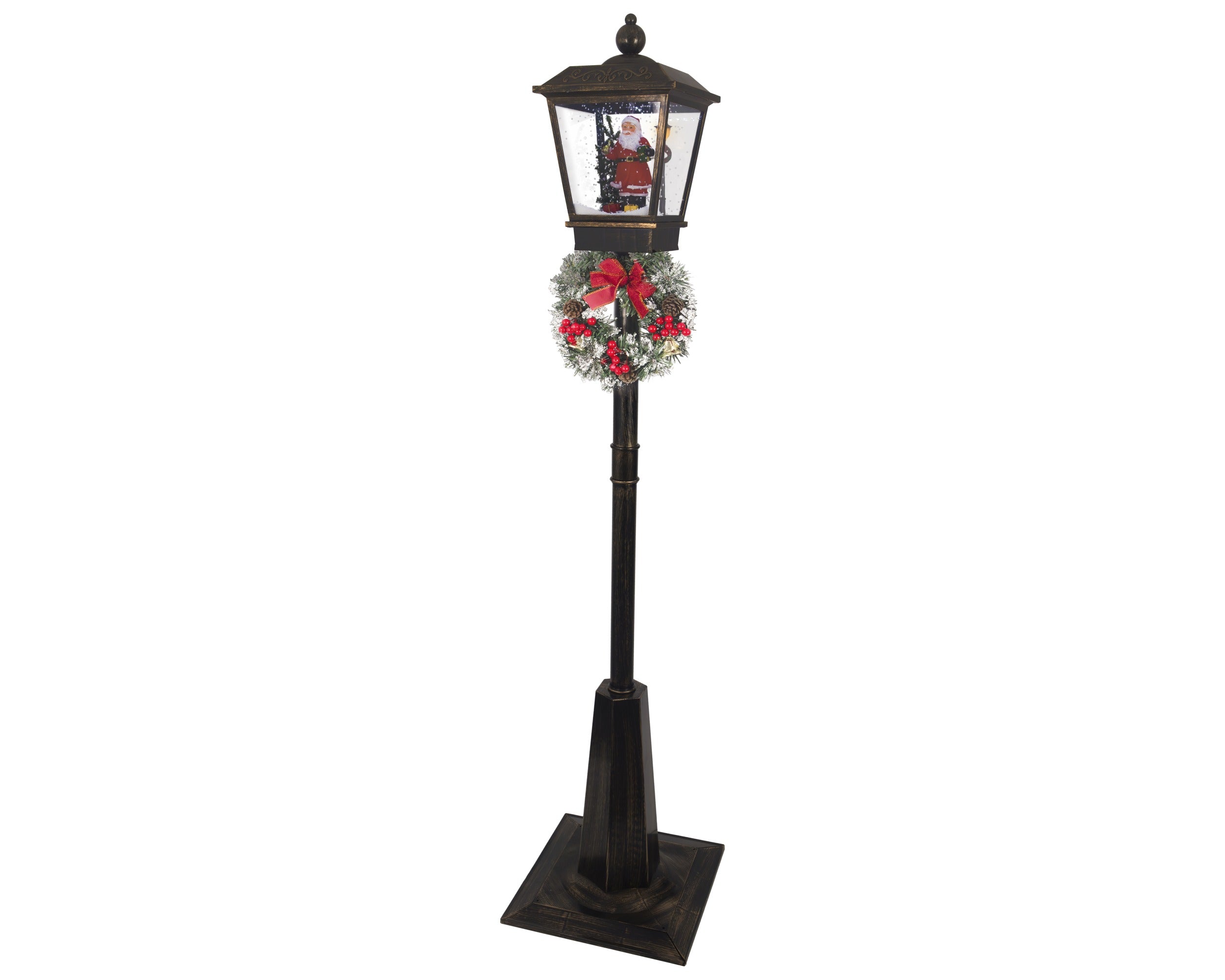 Lanterna Effetto Anticato 40x40x180 Cm Babbo Natale