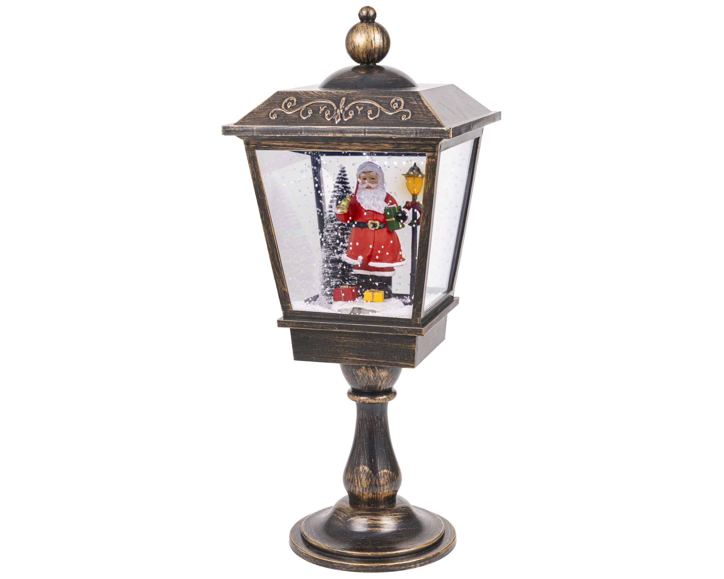 Lanterna Finitura Anticata 27x27x68 Cm Babbo Natale