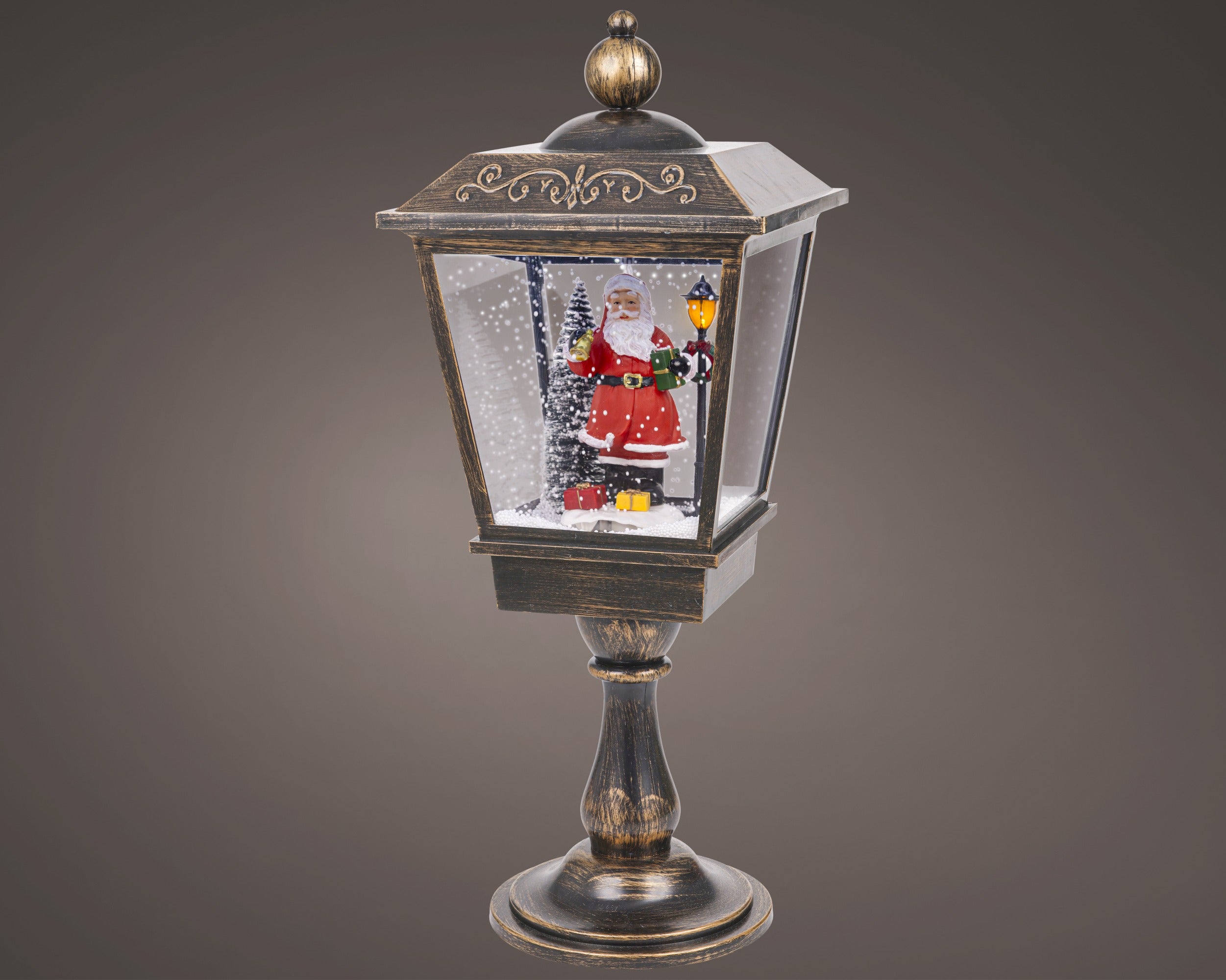 Lanterna Finitura Anticata 27x27x68 Cm Babbo Natale