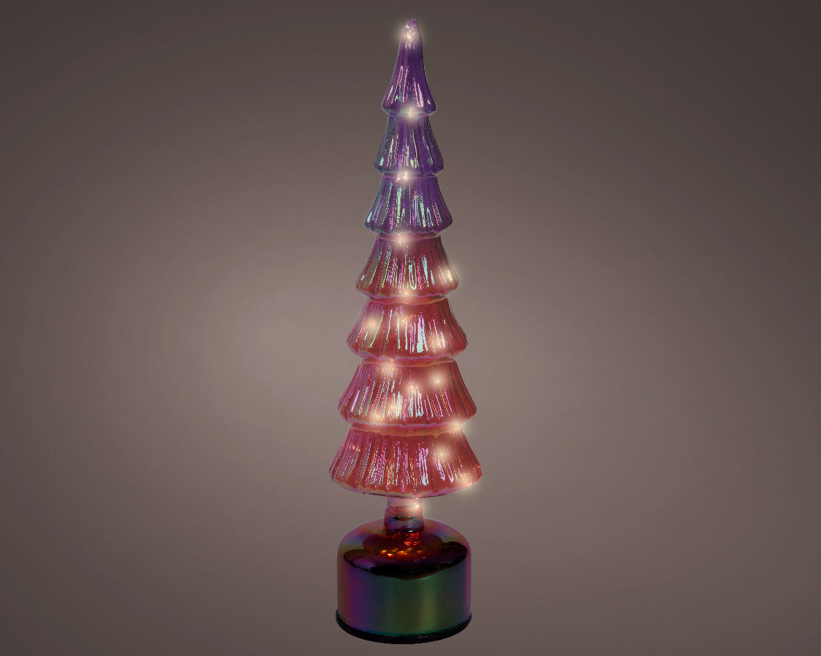 Albero Vetro Rosa Micro Led Flash D 11x39 Cm